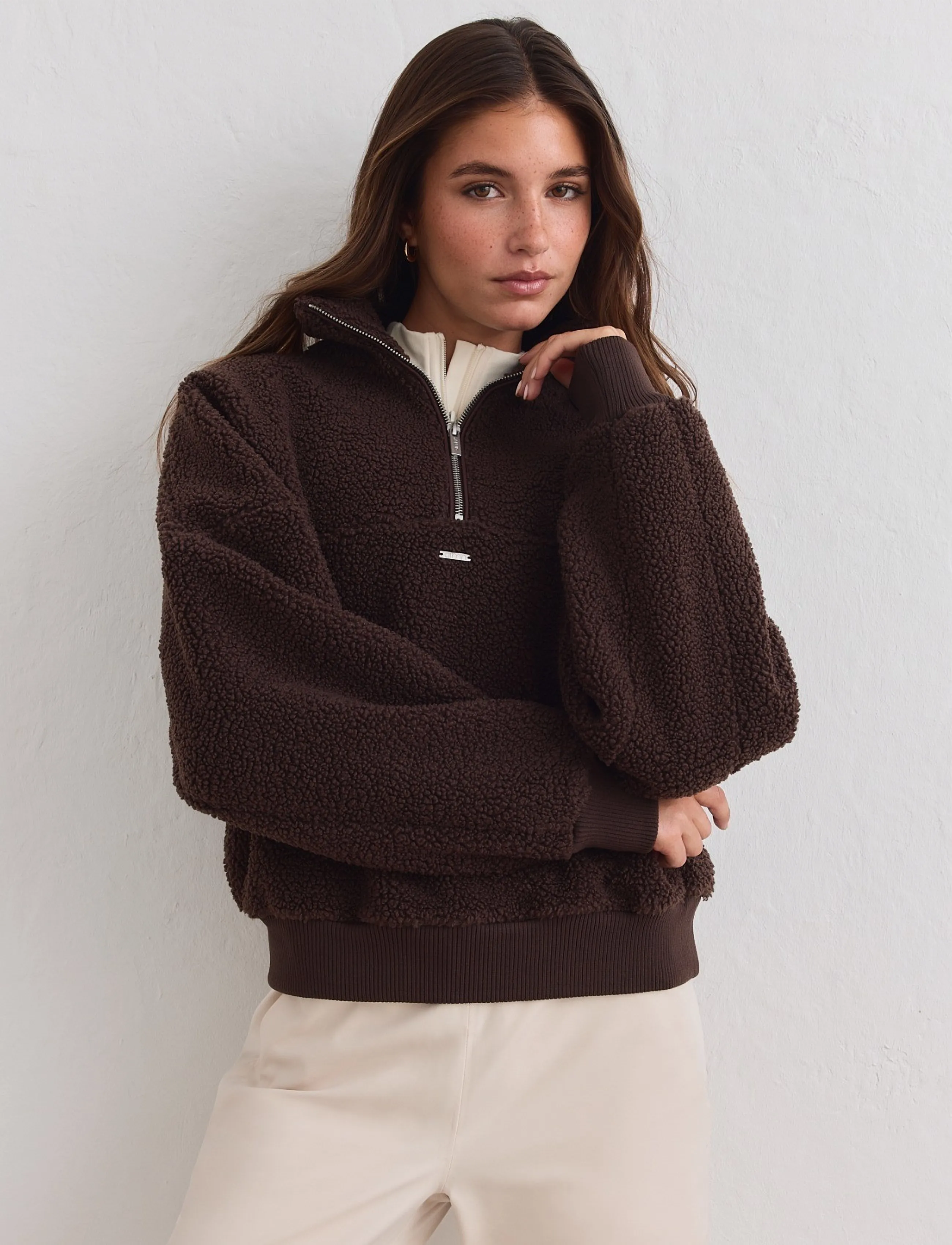 aim´n Pile Half Zip - Sportmode - CHOCOLATE / brown
