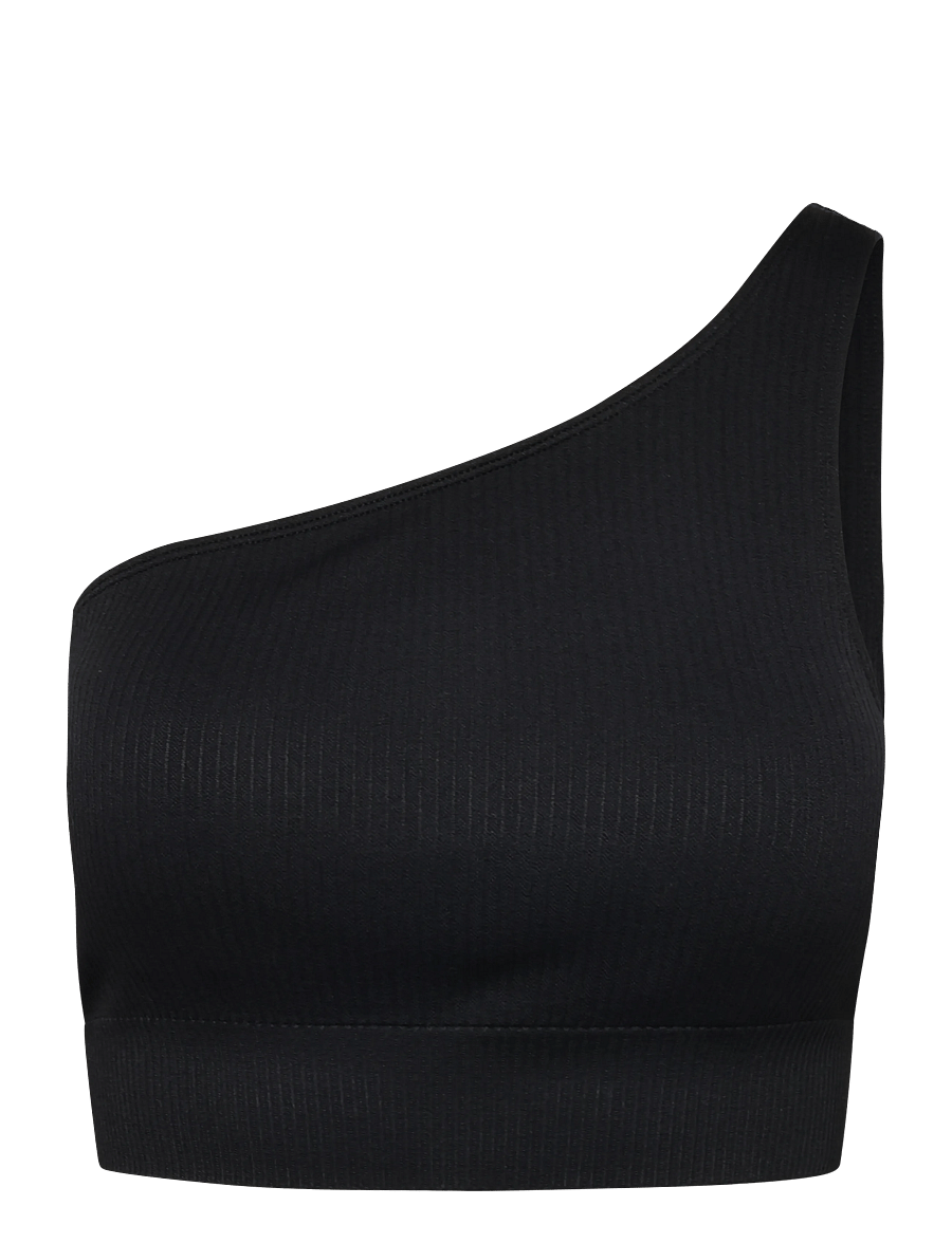 aim´n - Ribbed Seamless One Shoulder Bra - crop-tops - black - 0