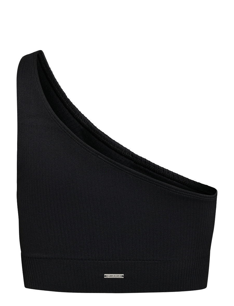aim´n - Ribbed Seamless One Shoulder Bra - crop-tops - black - 1