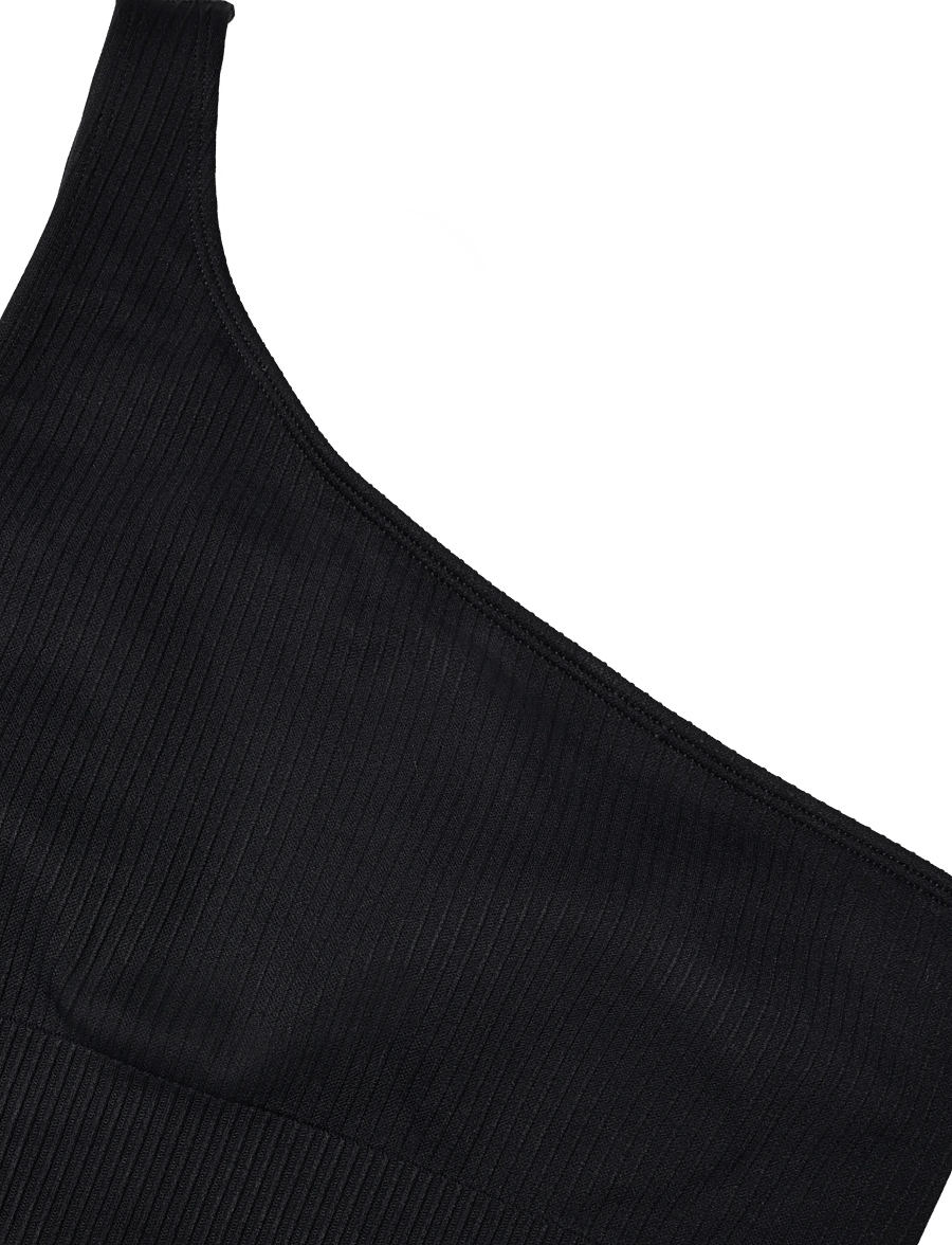 aim´n - Ribbed Seamless One Shoulder Bra - crop-tops - black - 2