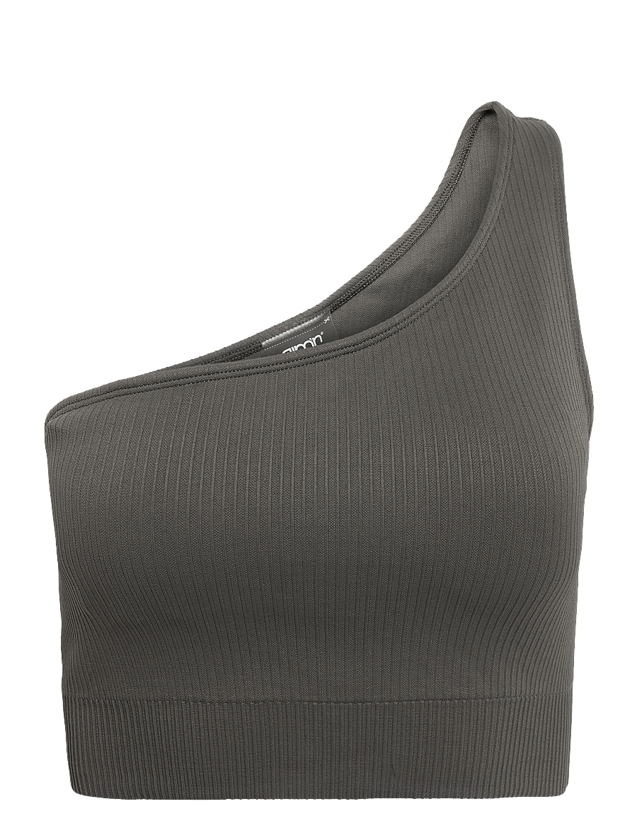 aim´n - Ribbed Seamless One Shoulder Bra - crop-tops - dark ivy - 1