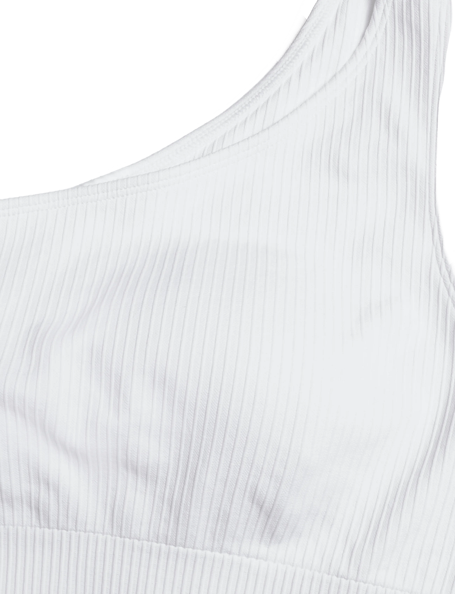 aim´n - Ribbed Seamless One Shoulder Bra - crop-tops - white - 2