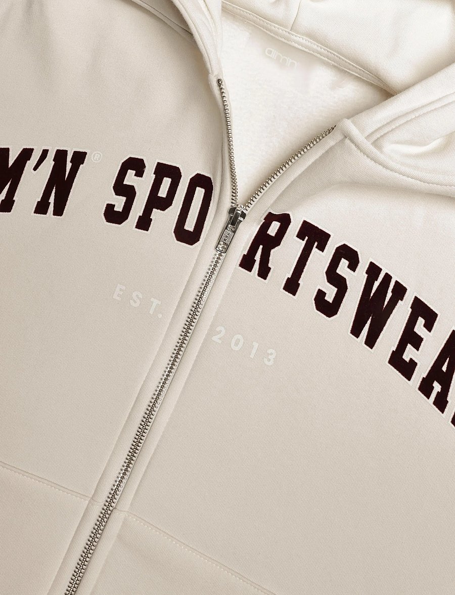 aim´n - Varsity Sweat Zip Hood - overdele - cream - 2