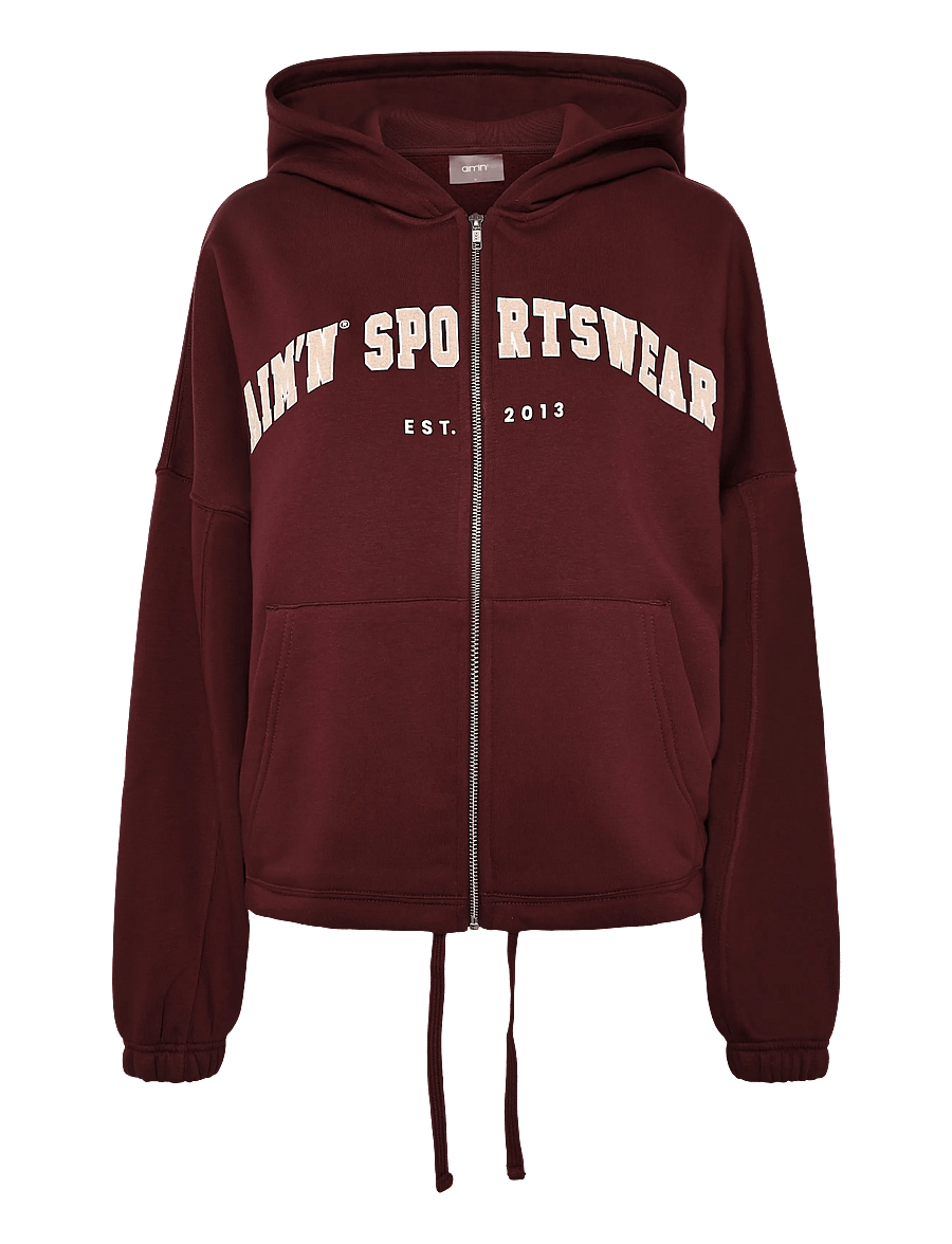aim´n - Varsity Sweat Zip Hood - sweatshirts - merlot - 1