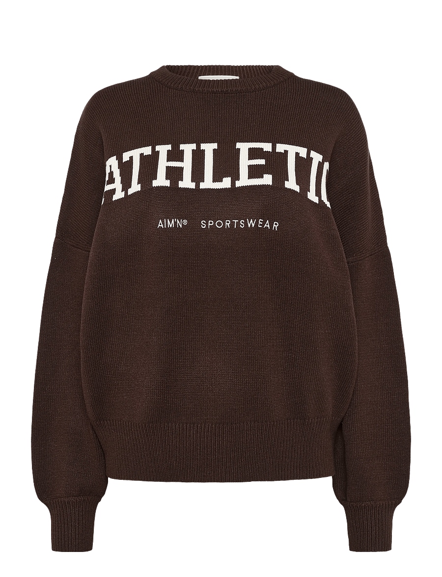 aim´n - Athletic Knit Sweatshirt - sweatshirts - chocolate - 1