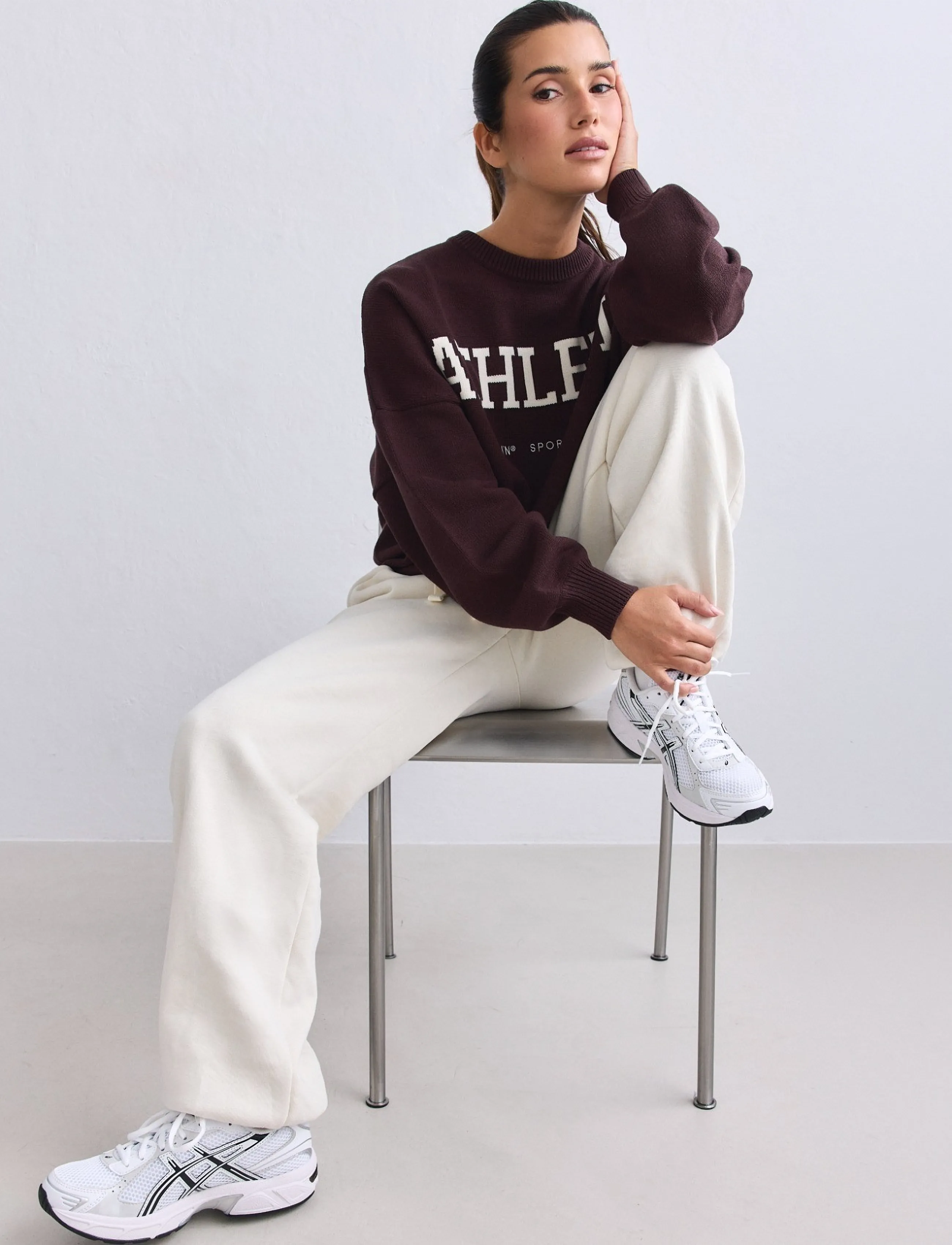 aim´n - Athletic Knit Sweatshirt - sweatshirts - chocolate - 3