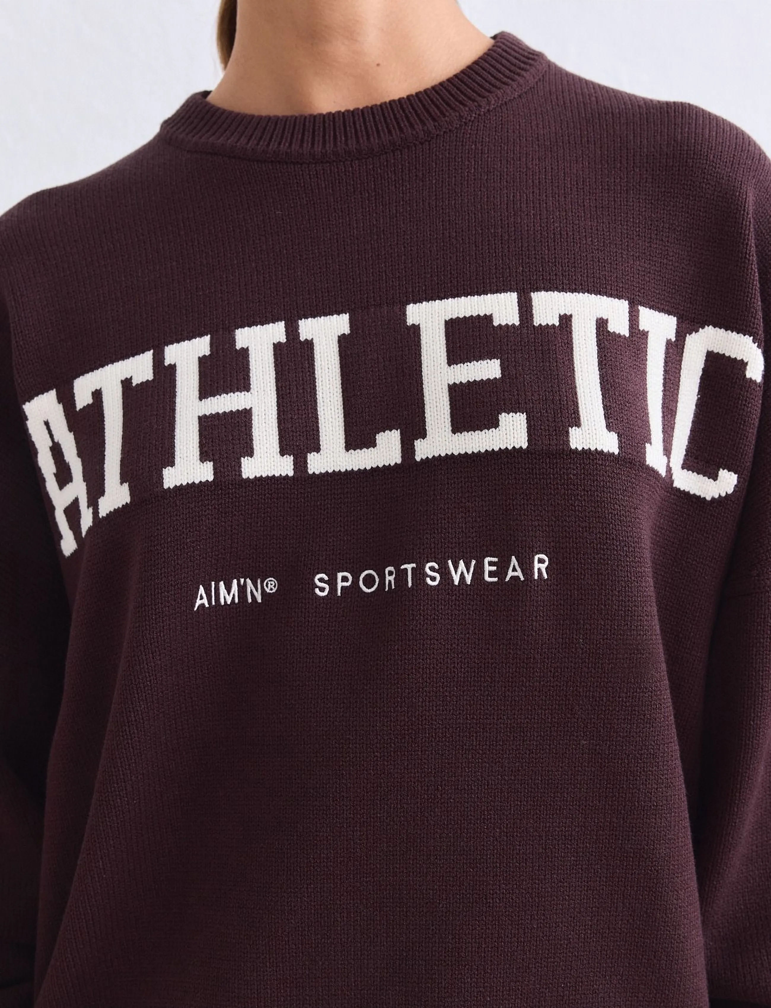 aim´n - Athletic Knit Sweatshirt - sweatshirts - chocolate - 4