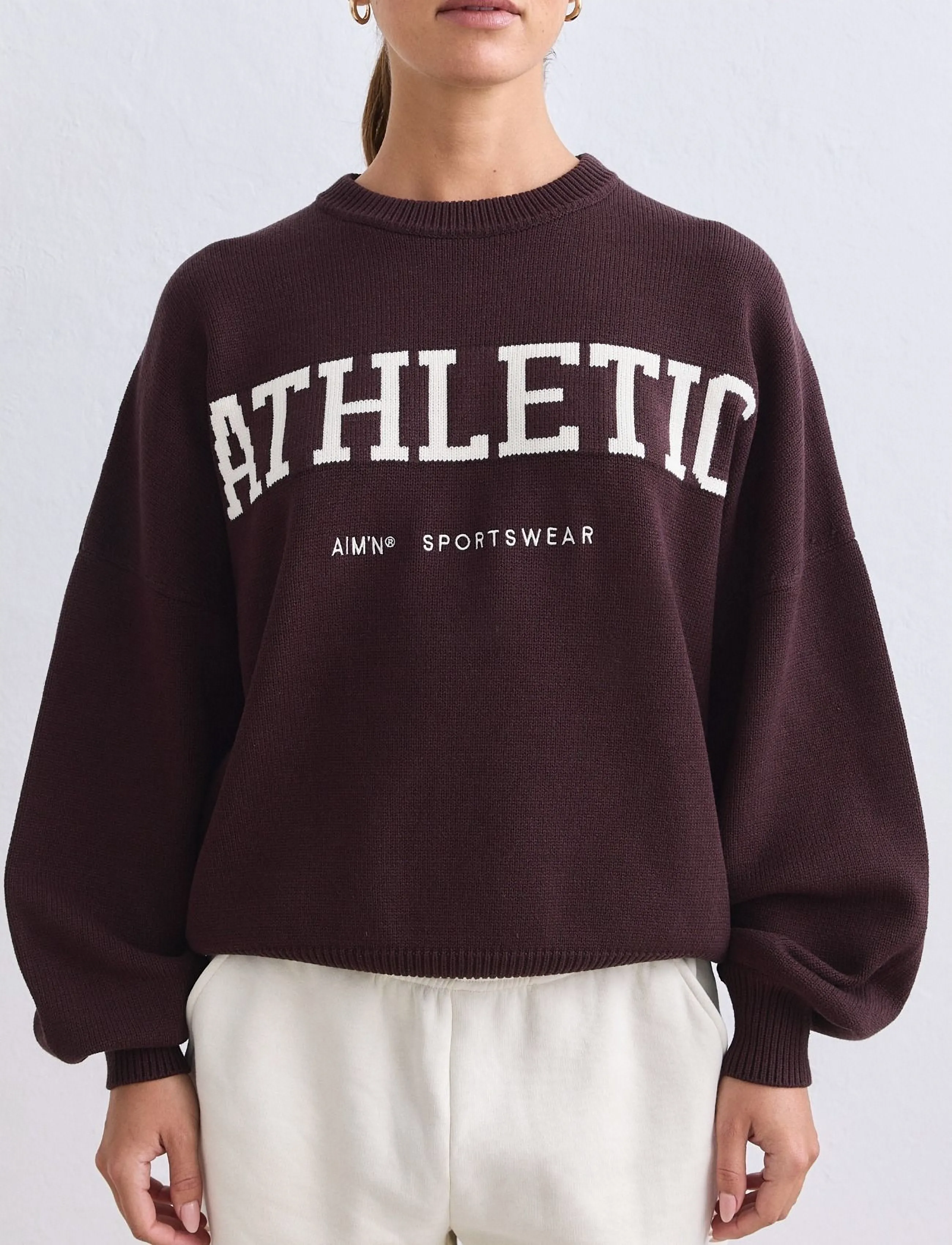 aim´n - Athletic Knit Sweatshirt - sweatshirts - chocolate - 5