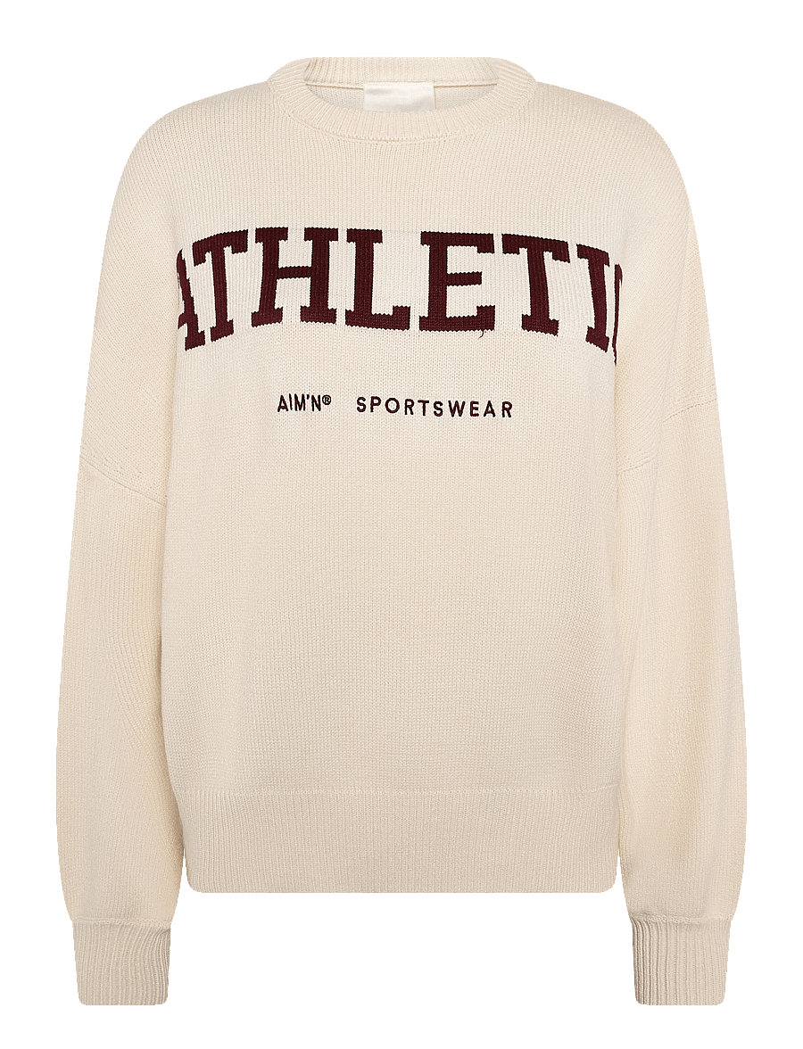 aim´n - Athletic Knit Sweatshirt - sweatshirts - cream - 1