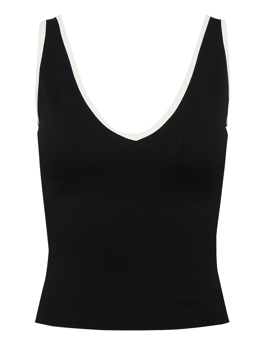aim´n - Shape Seamless Deep Cut Singlet - Õlapaeltega pluusid - black cream - 1