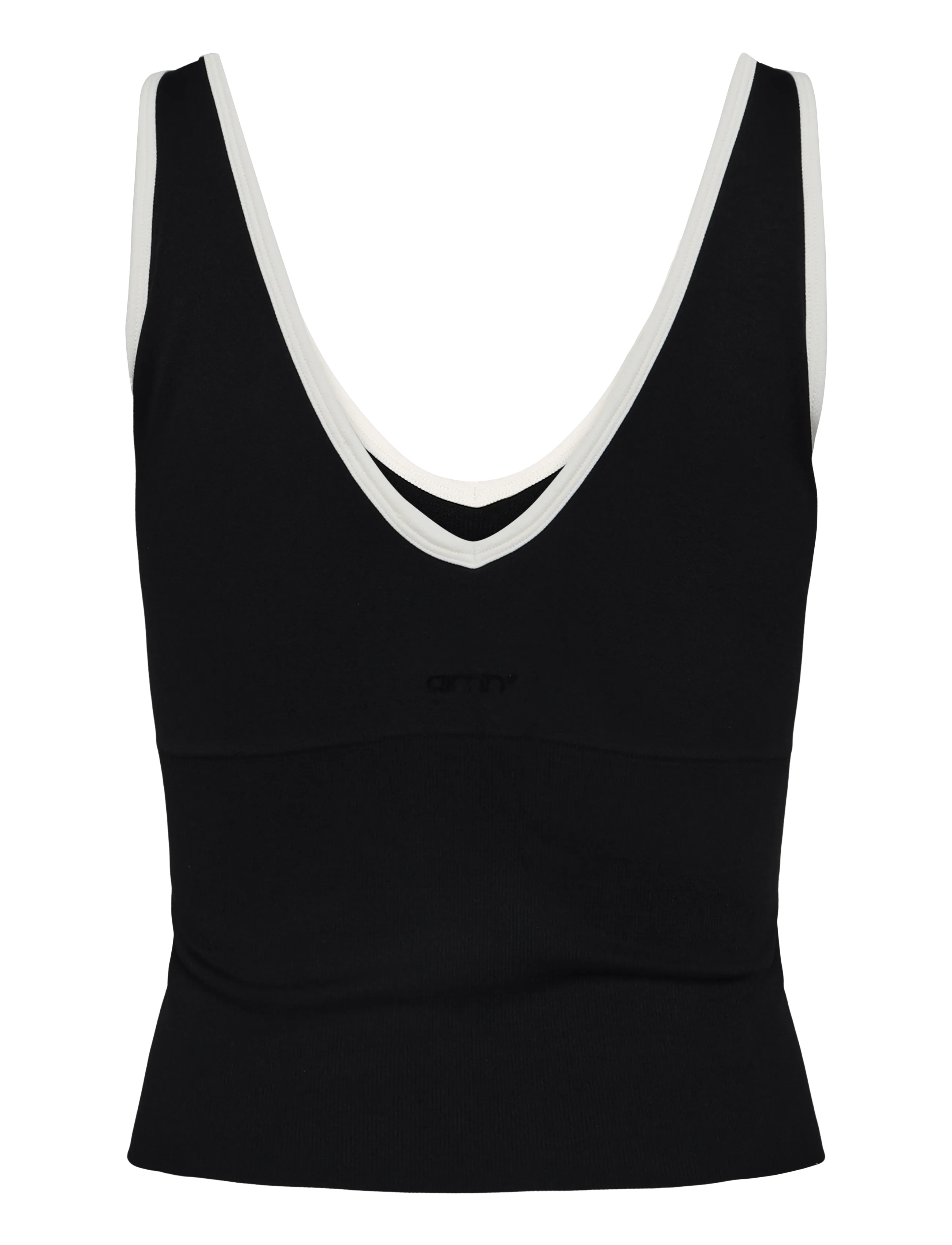 aim´n - Shape Seamless Deep Cut Singlet - Õlapaeltega pluusid - black cream - 2