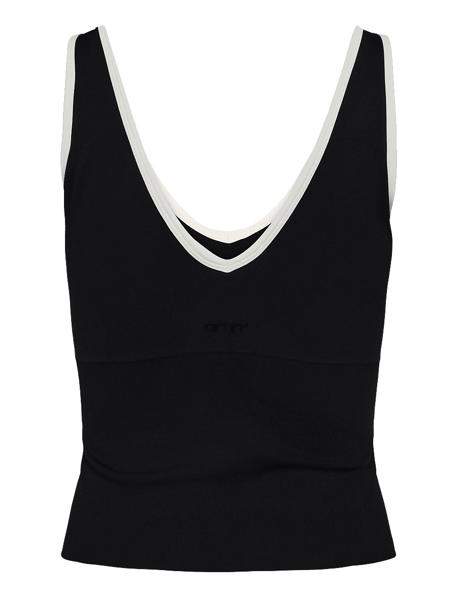 aim´n - Shape Seamless Deep Cut Singlet - Õlapaeltega pluusid - black cream - 2