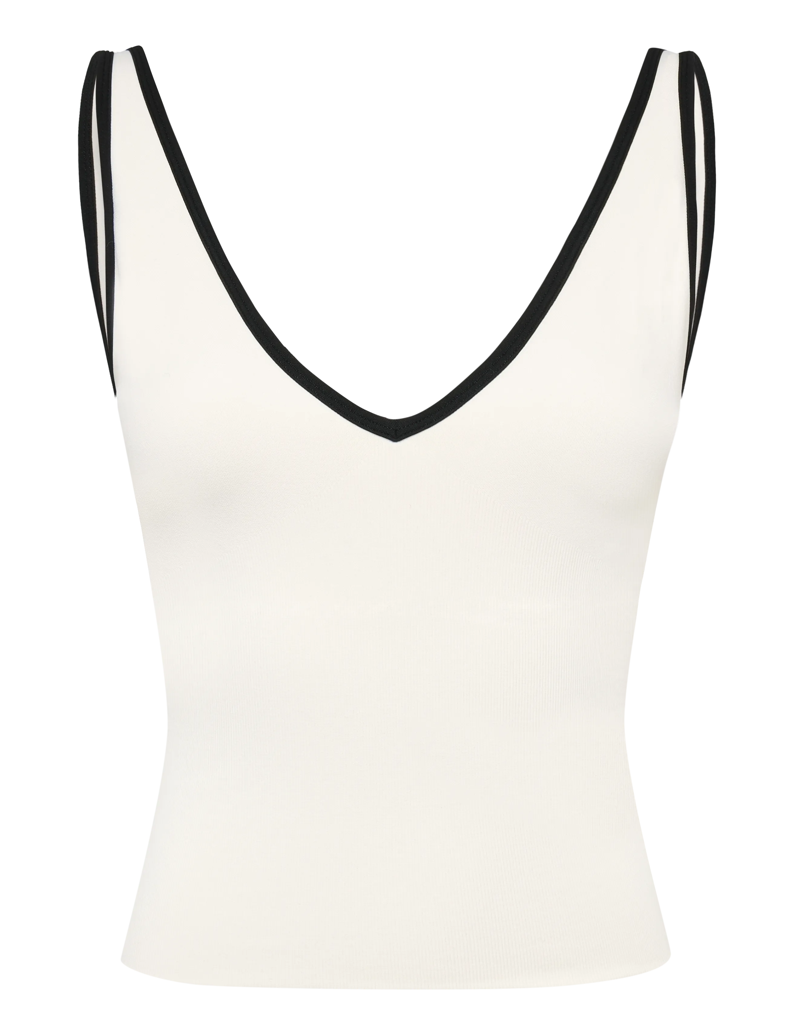 aim´n - Shape Seamless Deep Cut Singlet - toppe & t-shirts - cream black - 1