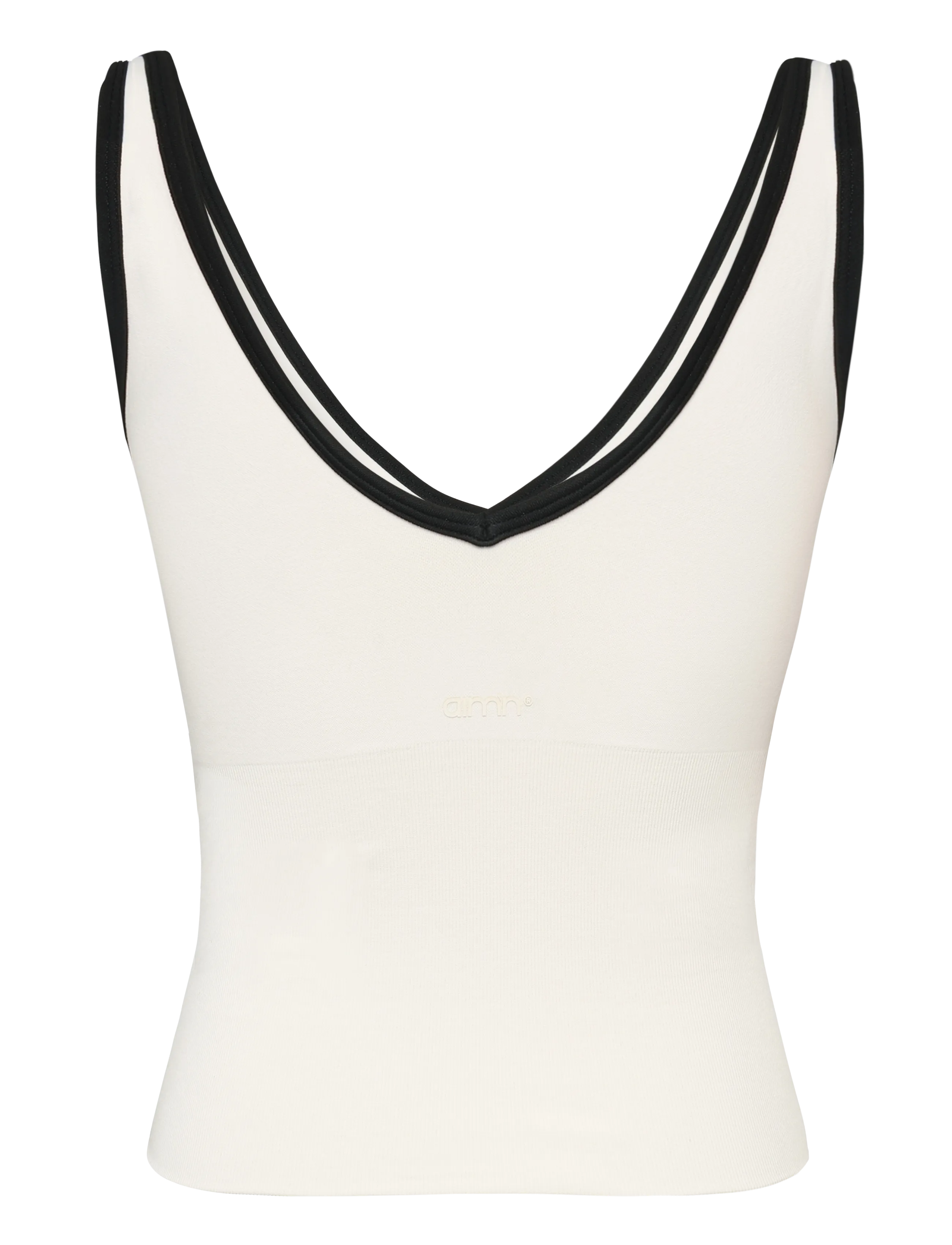 aim´n - Shape Seamless Deep Cut Singlet - toppe & t-shirts - cream black - 2