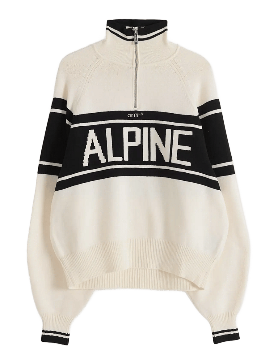 aim´n - Alpine Knitted Half Zip - dressipluusid ja pusad - black/white - 1