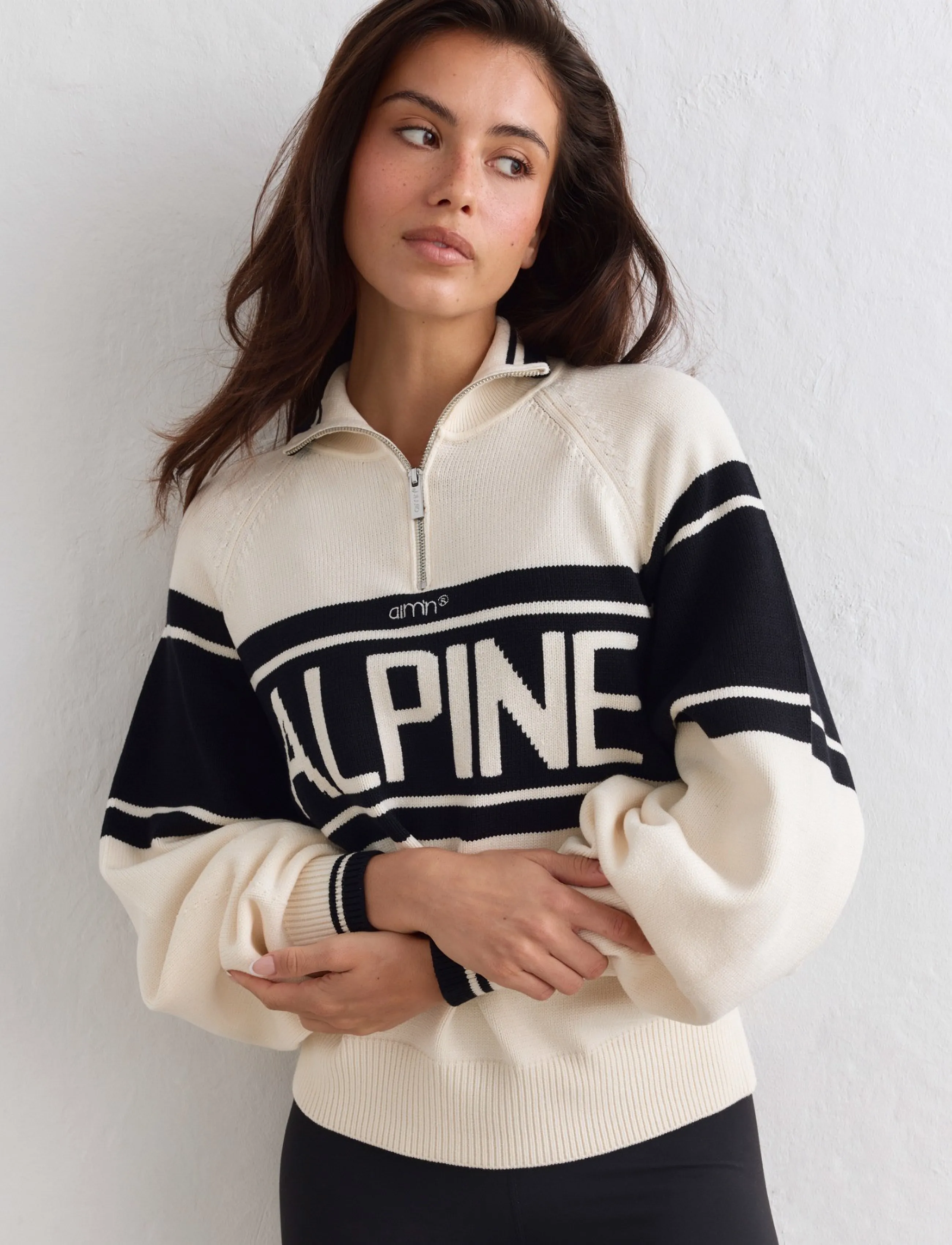 aim´n - Alpine Knitted Half Zip - black/white - 3
