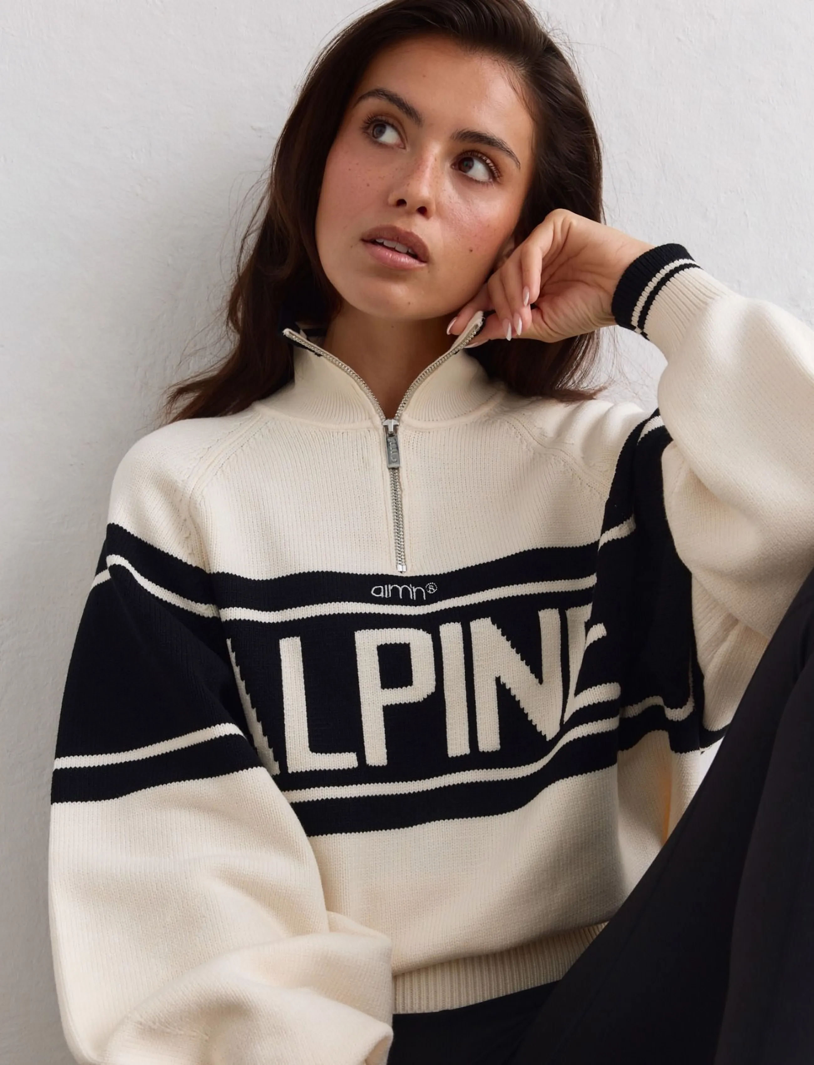 aim´n - Alpine Knitted Half Zip - black/white - 4