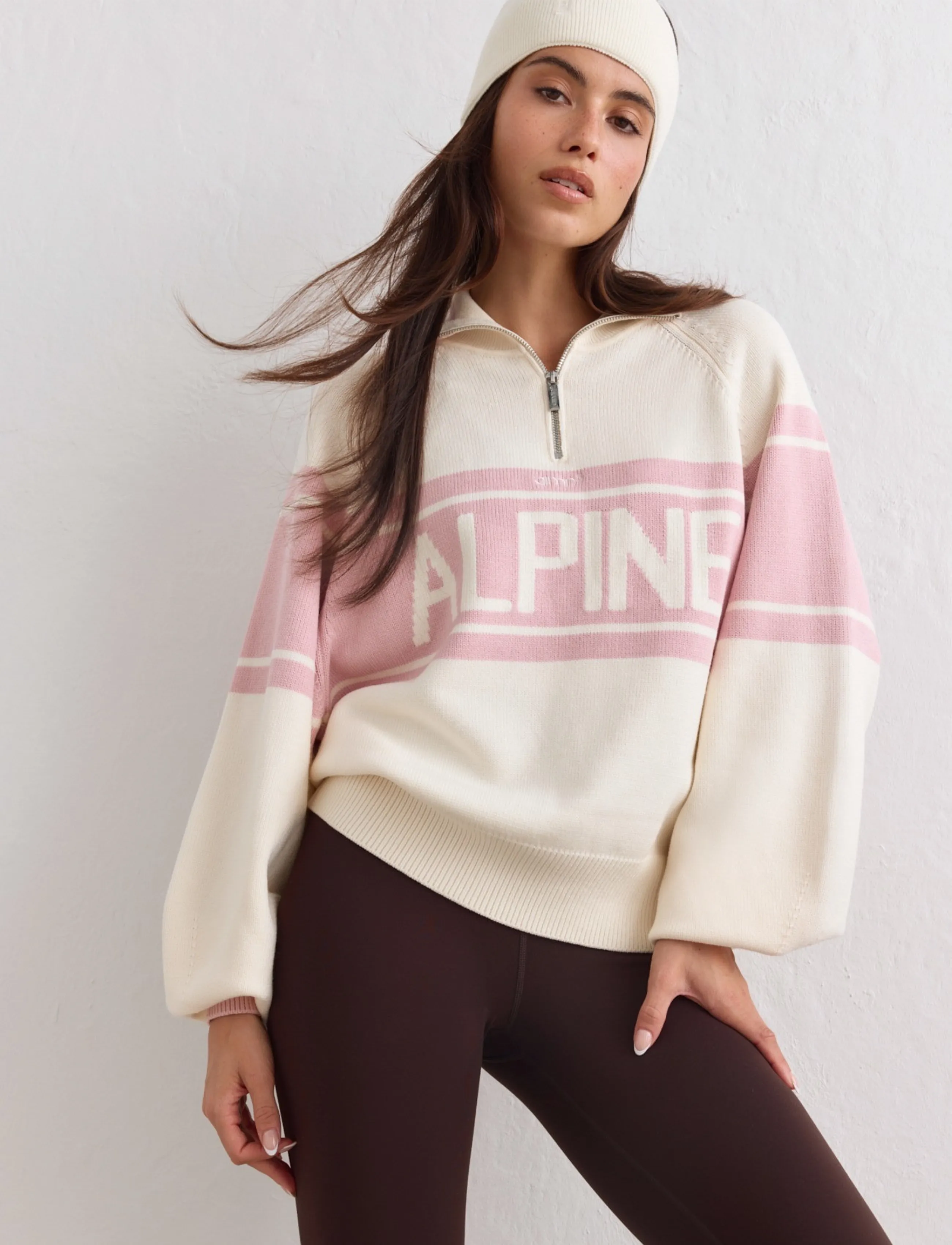 aim´n - Alpine Knitted Half Zip - sweatshirts - pink frost - 4