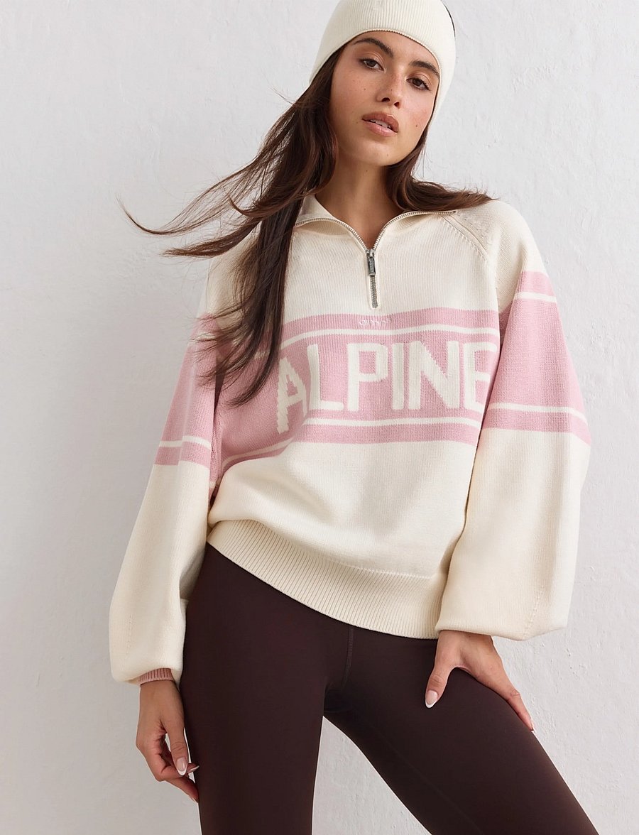 aim´n - Alpine Knitted Half Zip - sweatshirts - pink frost - 4