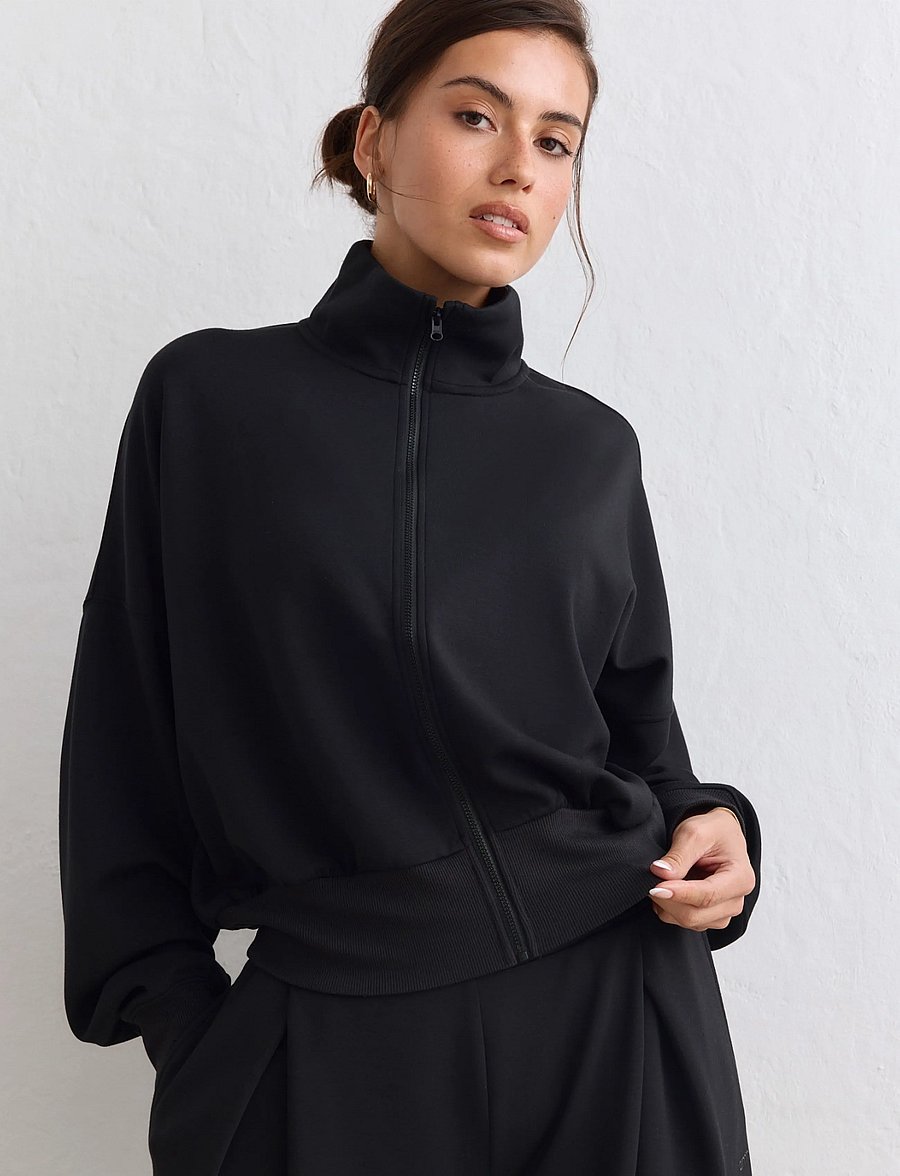 aim´n - Soft Modal Zip Jacket - Överdelar - black - 0