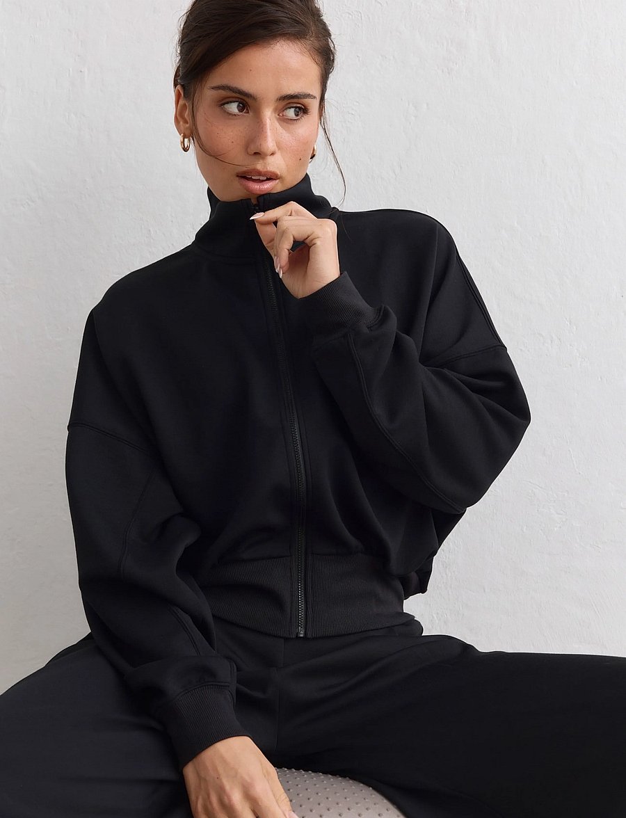 aim´n - Soft Modal Zip Jacket - Överdelar - black - 3