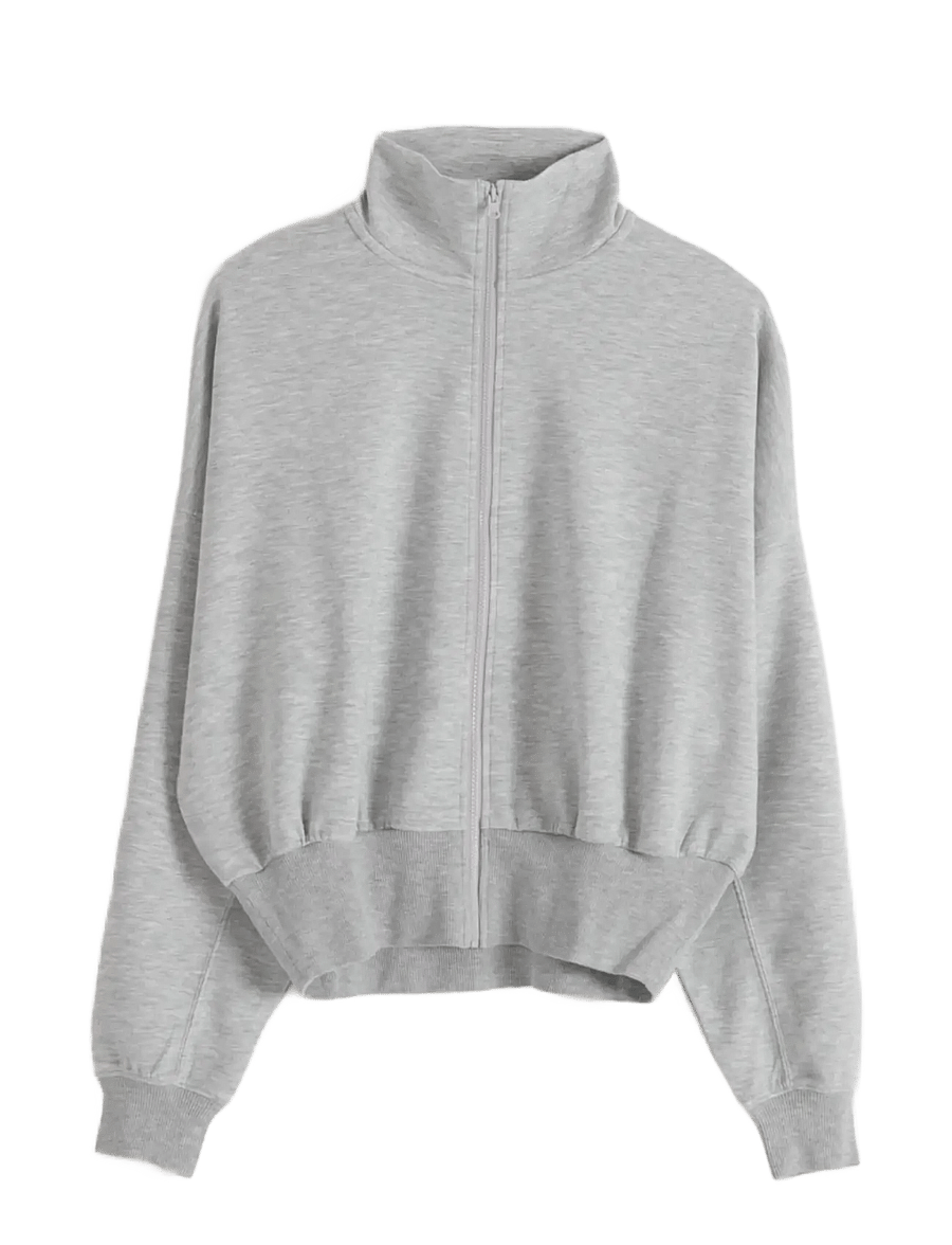 aim´n - Soft Modal Zip Jacket - sweatshirts - light grey melange - 1