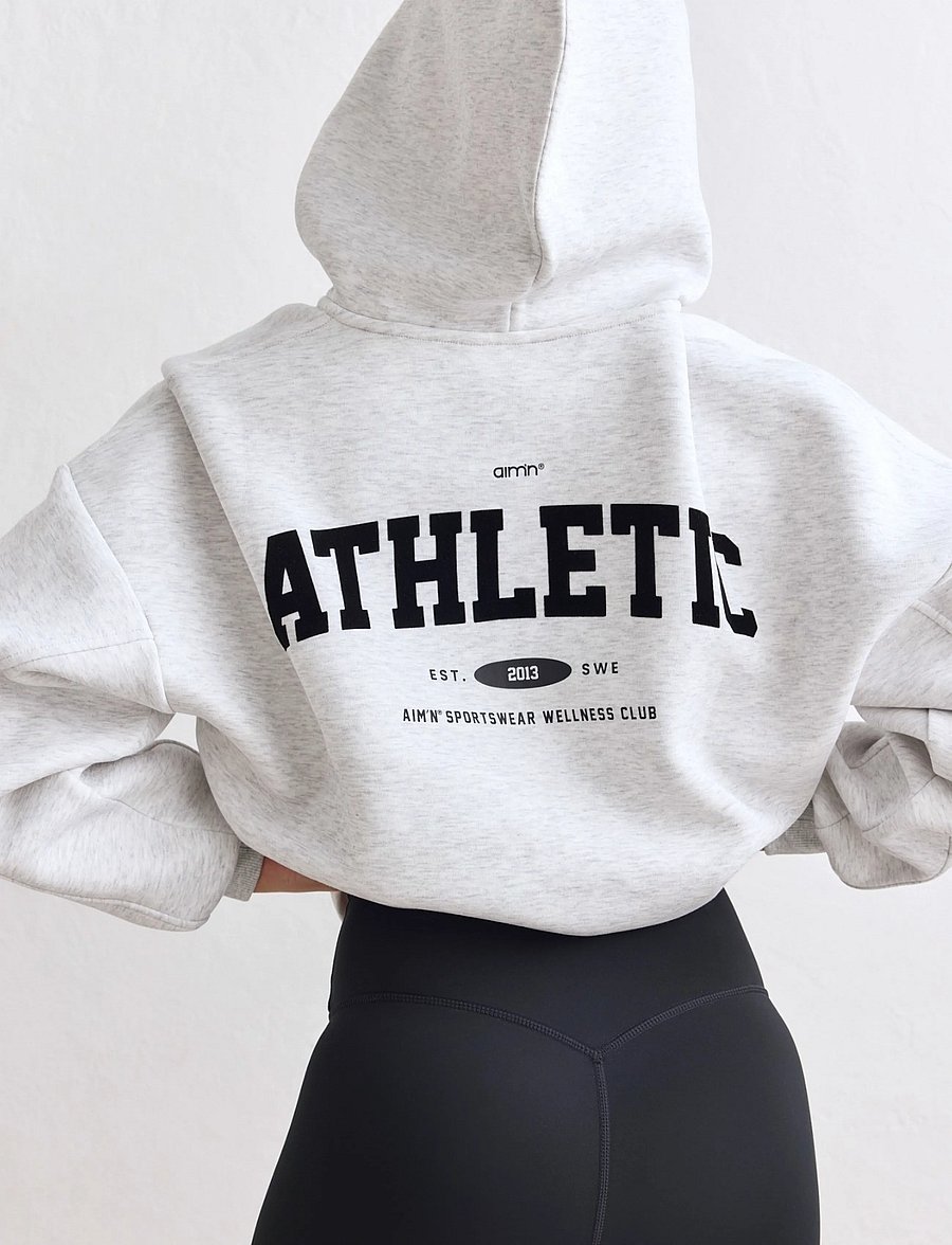 aim´n - Athletics Club Zip Hood - huvtröjor - light grey melange - 4