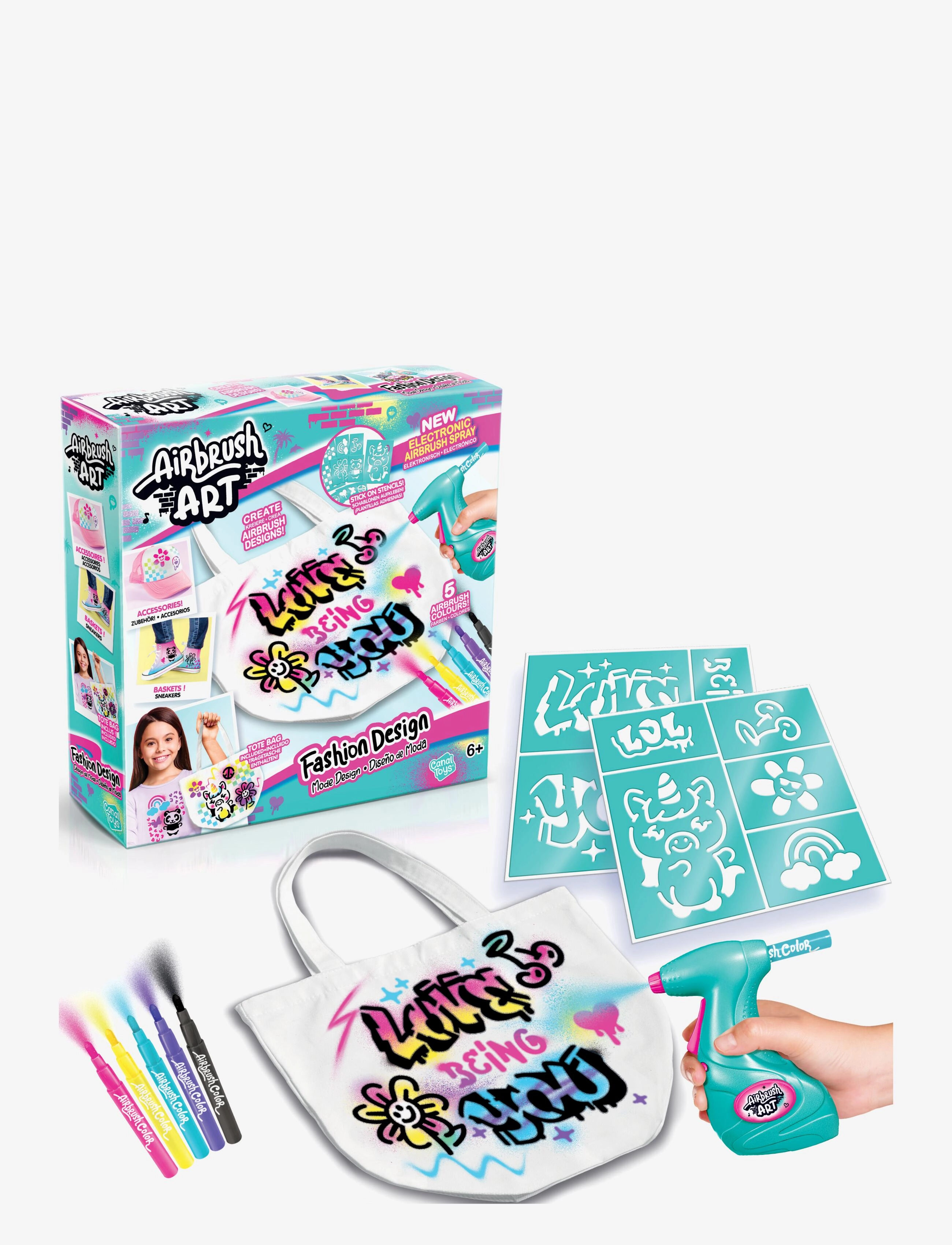 Airbrush Plush Airbrush Art Fashion Design Kit, One Size, Multi/patterned, Håndværk > Håndværkssæt, Børn