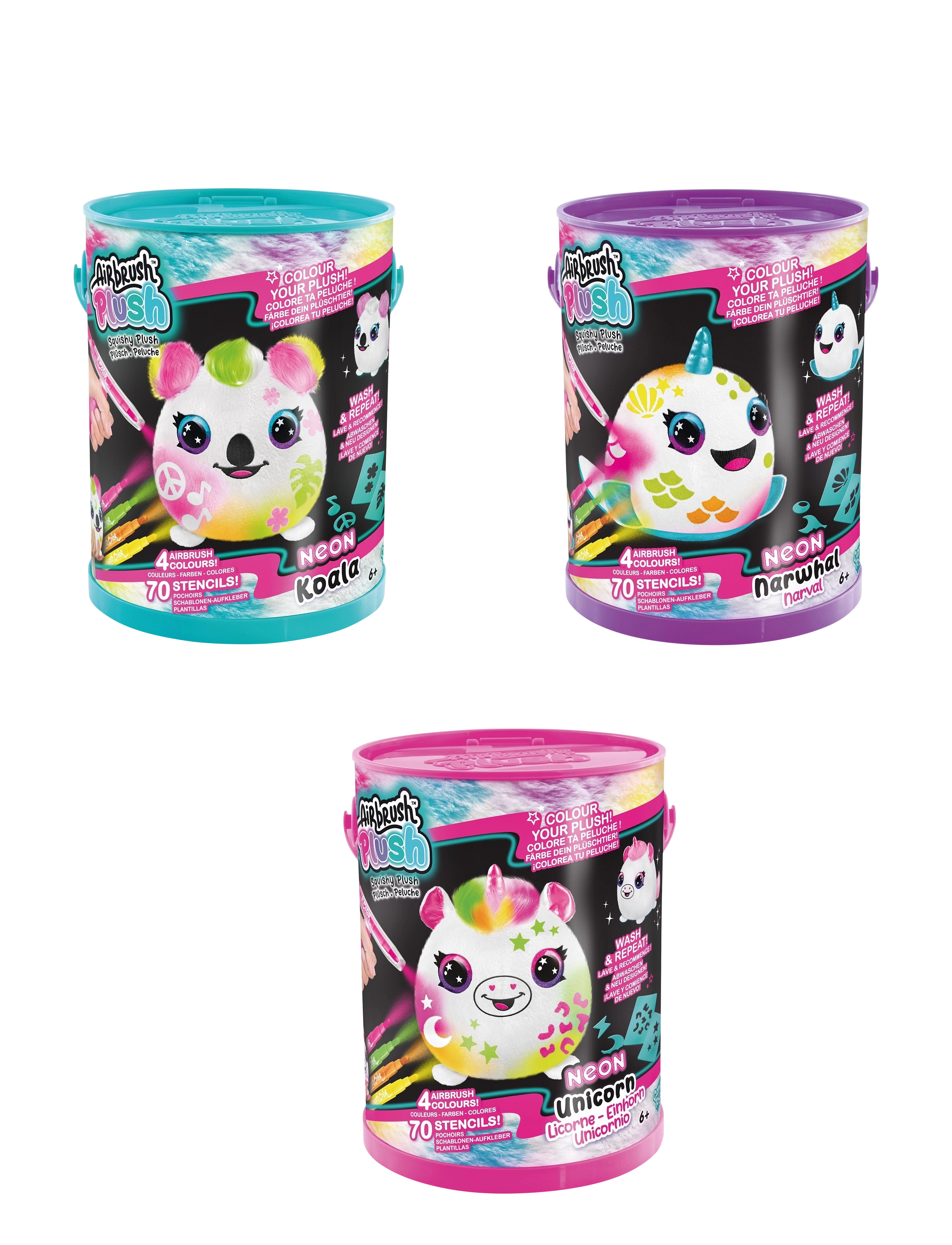 Airbrush Plush Airbrush Plush Neon Squish Pals Paint Can, One Size, Multi/patterned, Håndværk > Håndværkssæt, Børn