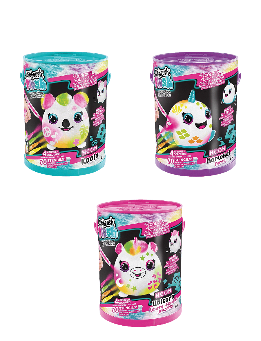 Airbrush Plush - AIRBRUSH PLUSH Neon Squish Pals Paint Can - föndursett - multicolor - 0