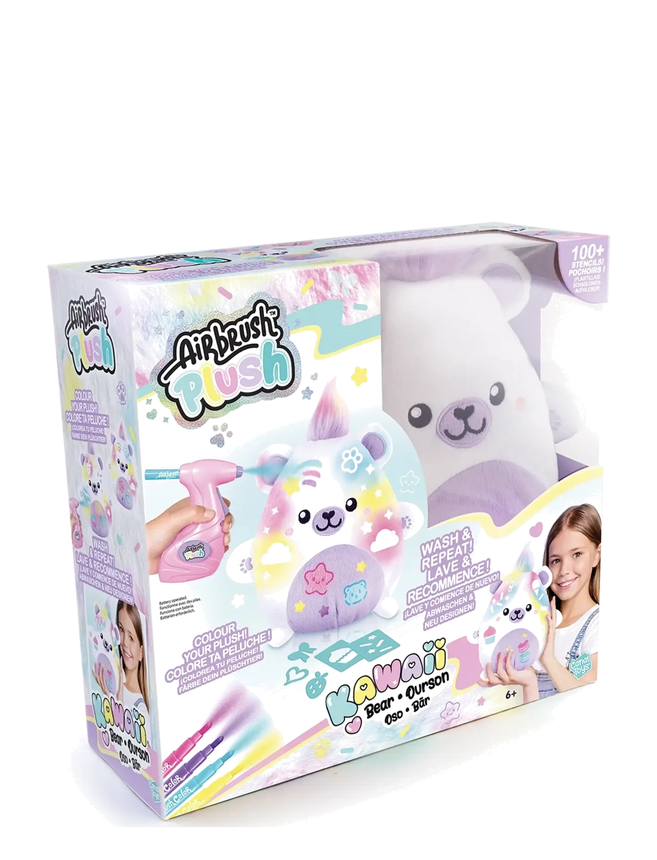 Airbrush Plush Airbrush Plush Kawaii Bear 20cm, One Size, White, Håndværk > Håndværkssæt, Børn