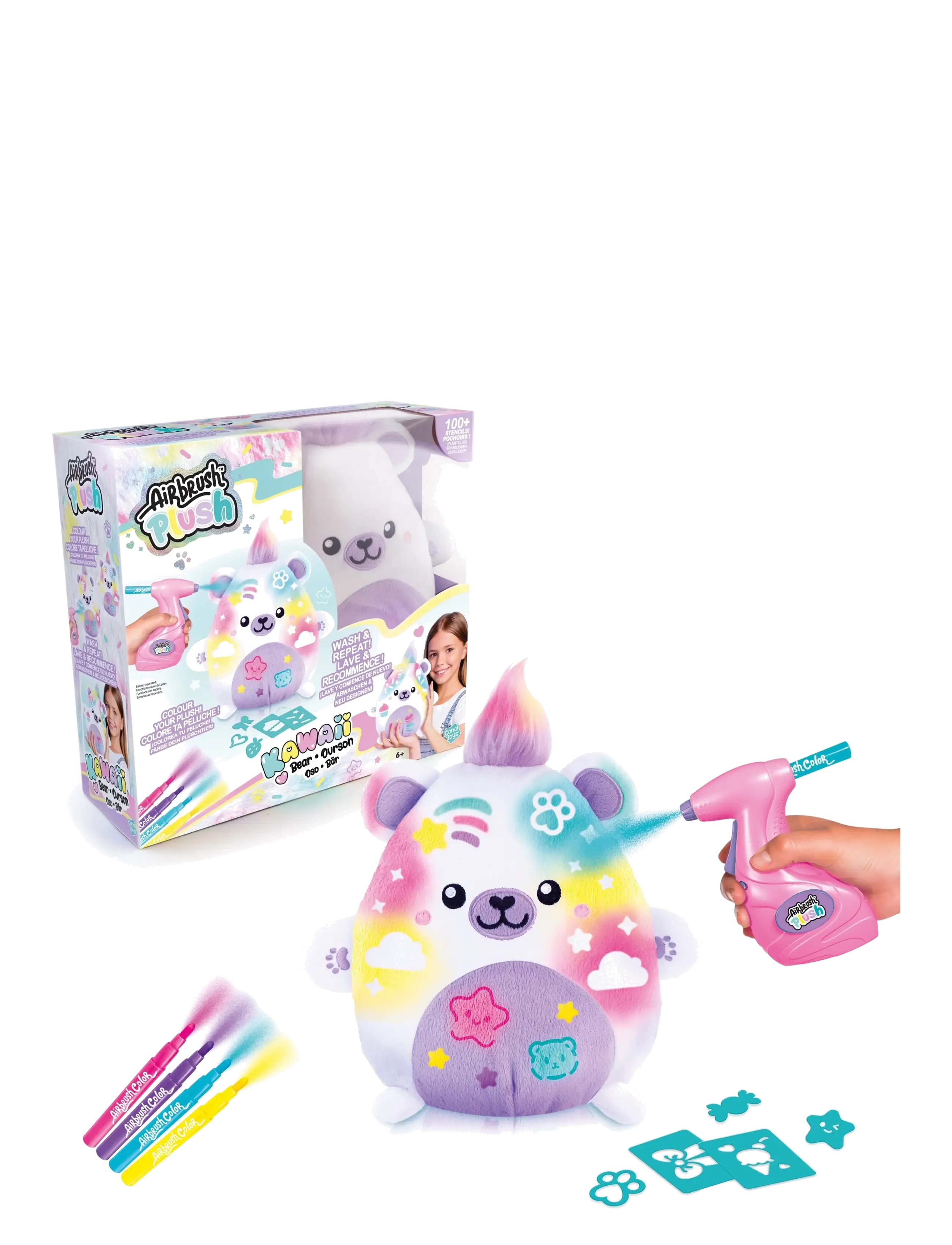 Airbrush Plush - AIRBRUSH PLUSH Kawaii Bear 20cm - kreasæt - multicolor - 1