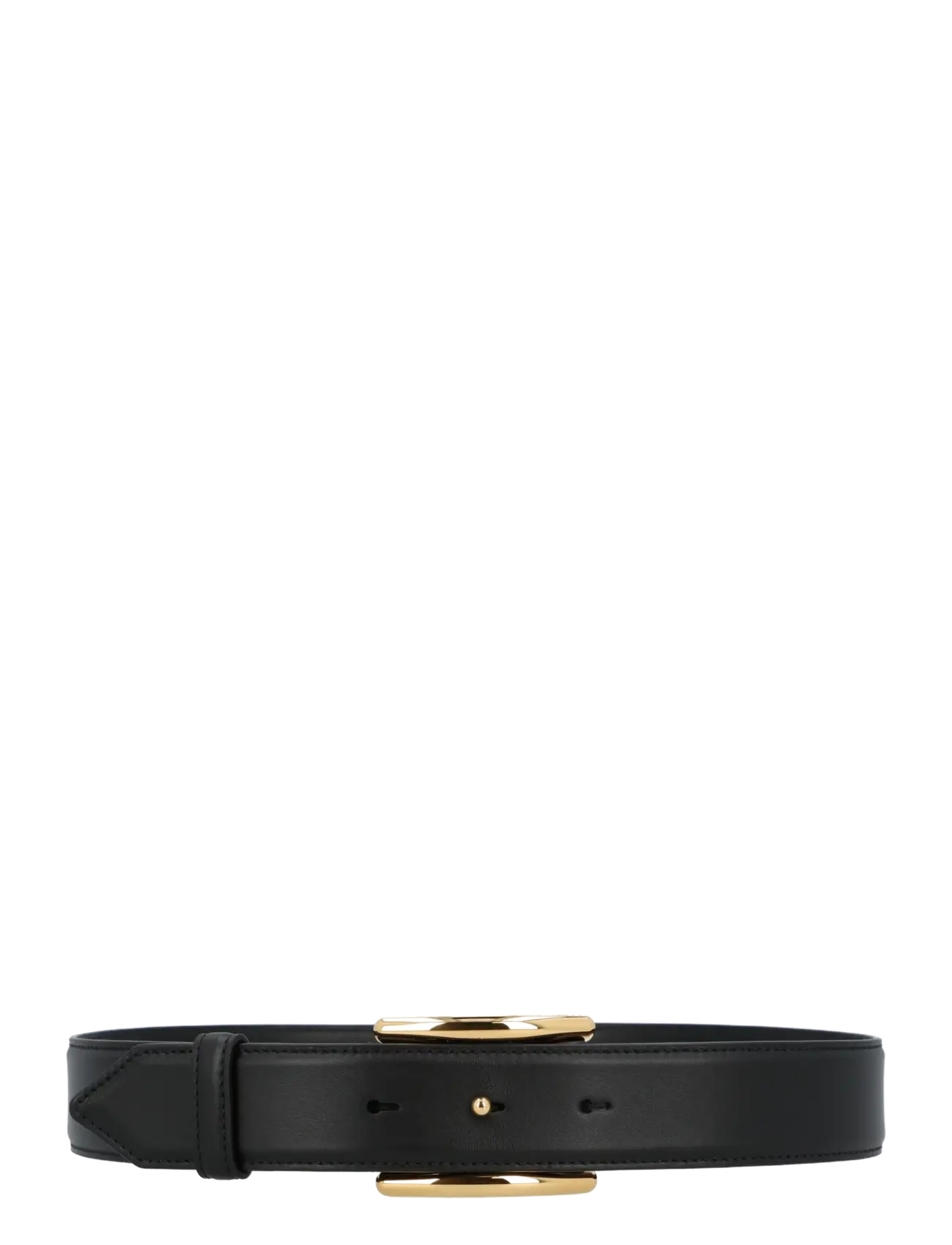 Alaia Curve Leather Belt, 95, Black, Belts > Casual Belt, Dame