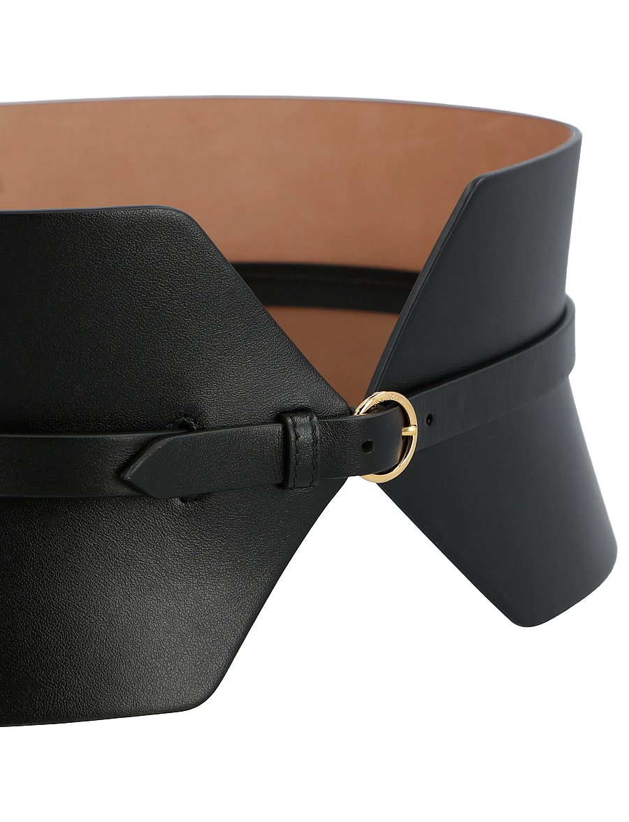 Alaia - Black leather double bustier belt - læderbælter - black - 2