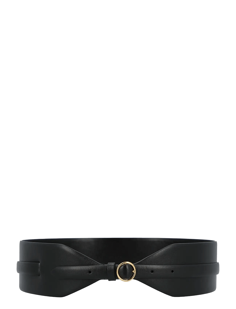 Alaia - Wide Double Leather Belt - ledergürtel - black - 0
