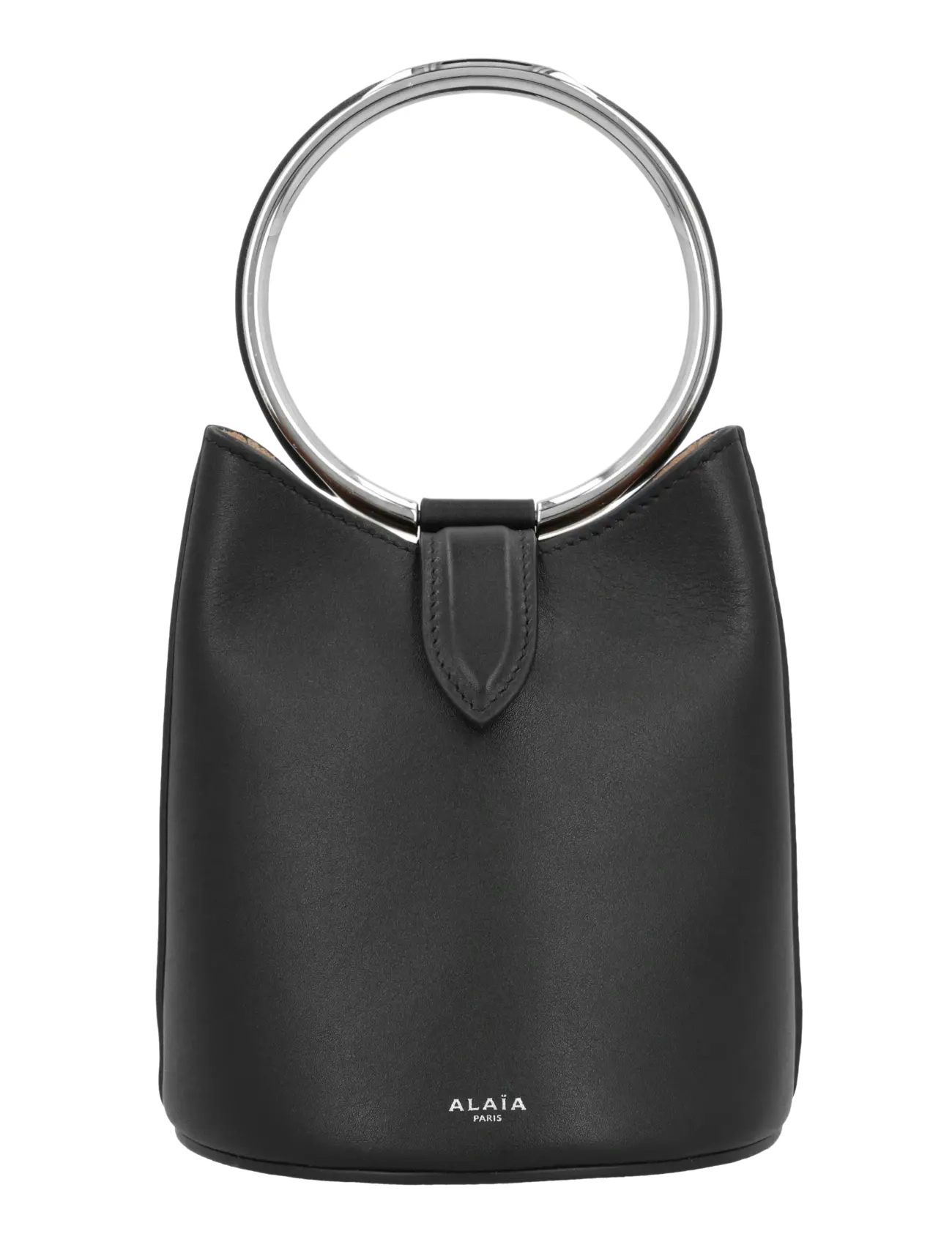 Alaia Mini Ring Bucket Bag, Kvinder, Mini Ring Spandtaske, Sort, Str: ONE SIZE