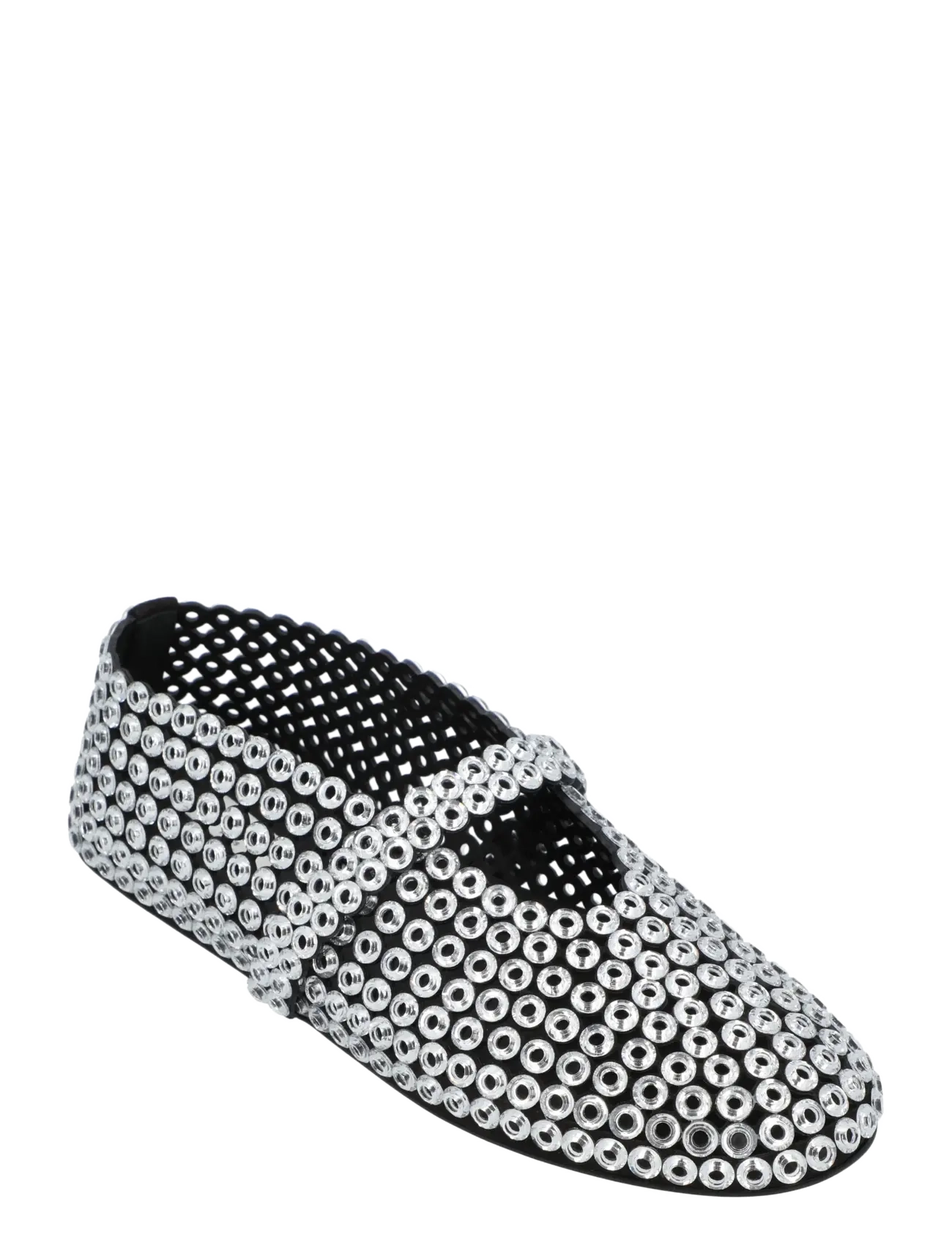 Alaia Glass-Embellished Suede Ballet Flats, 37, Silver, Sko > Ballerinaer, Dame