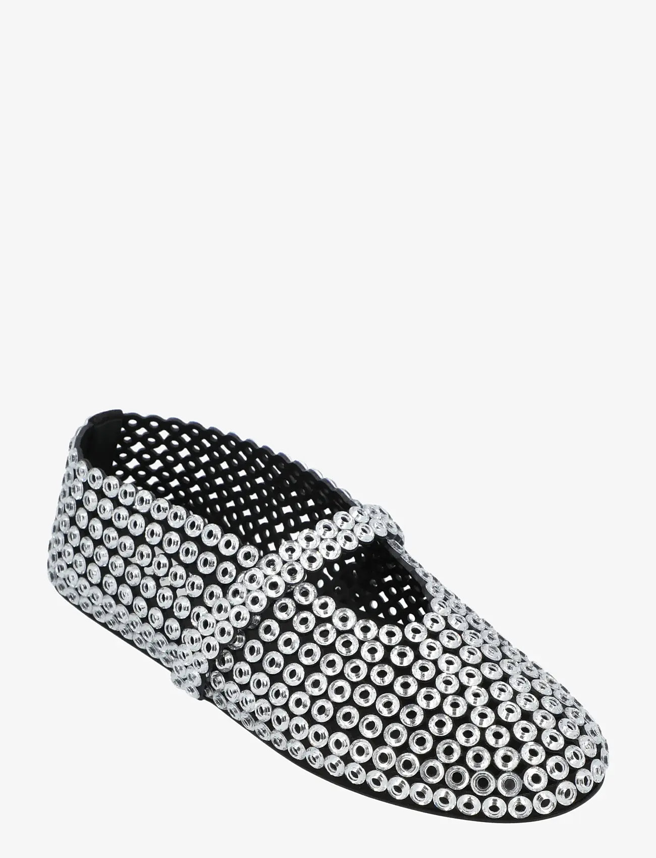 Alaia - Glass-Embellished Suede Ballet Flats - special occasions - silver - 0