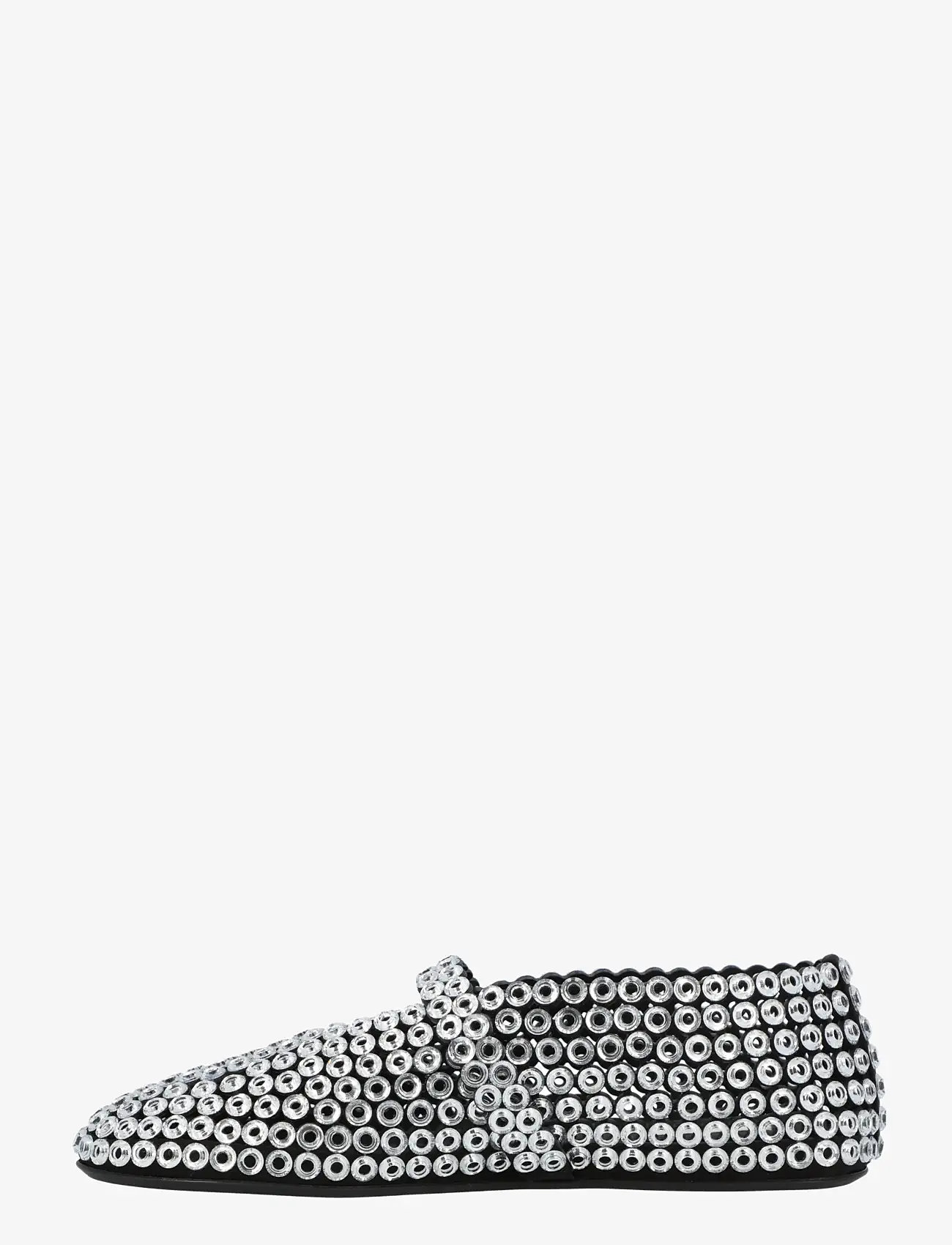 Alaia - Glass-Embellished Suede Ballet Flats - special occasions - silver - 1