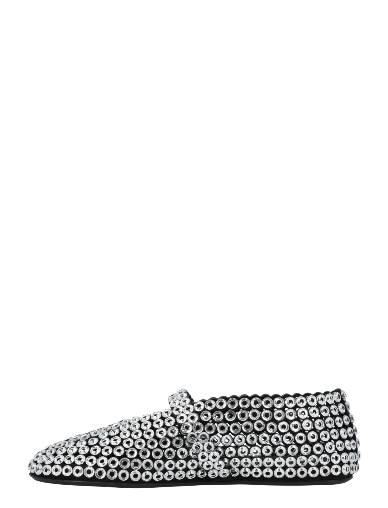 Alaia - Glass-Embellished Suede Ballet Flats - besondere anlässe - silver - 1
