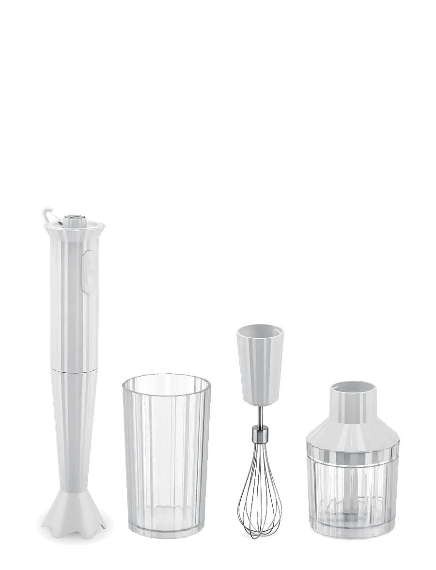 Alessi - Hand mixer with measuring cup, whisk and chopper in thermoplastic, white Eu plug 500W - mixer - white - 1