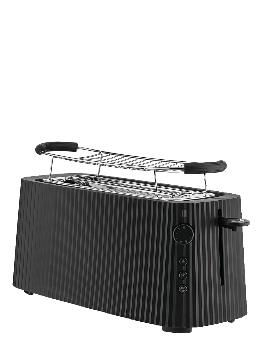 Alessi - Long double wide grate in thermoplastic, black Brioche warmer European plug 1700W - rösterid - black - 0