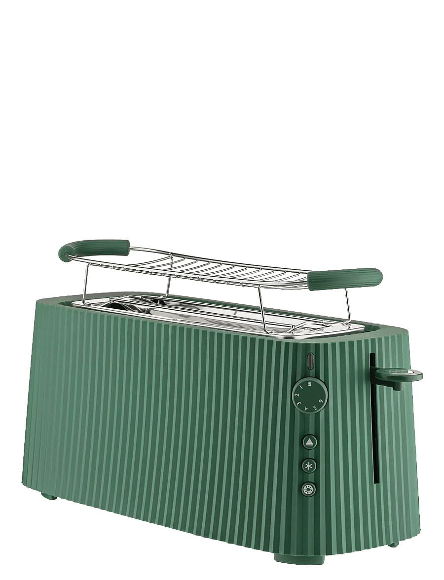 Alessi - Long double wide griddle in thermoplastic, green Brioche warmer European plug 1700W - rösterid - green - 0