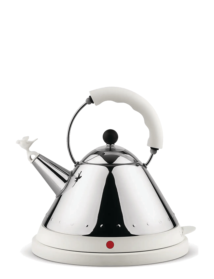 Alessi - Cordless kettle in 18/10 with handle and base in thermoplastic resin white Eu plug 2000W - wasserkessel & wasserkocher - white - 1