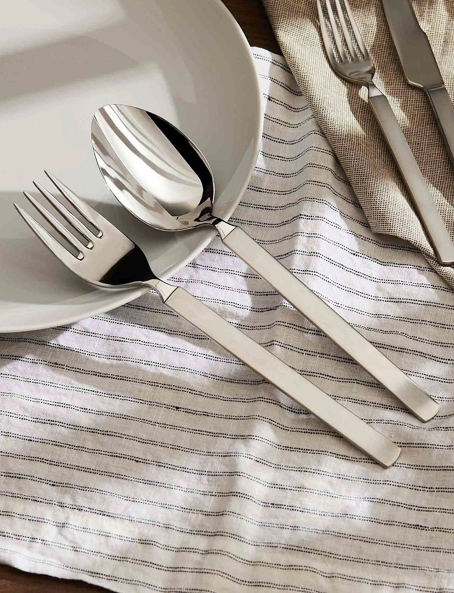 Alessi - Serving spoon i 18/10 mirror-polished stainless steel med matt handtag - serveerimislusikad - steel - 3