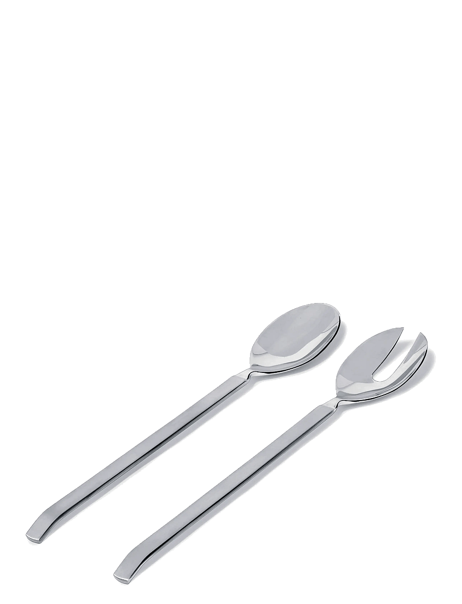 Alessi - Salad set i 18/10 stainless steel, mirror-polished med matte handtag - salatbesteck - steel - 1