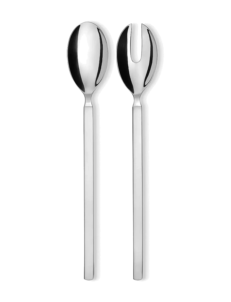 Alessi - Salad set i 18/10 stainless steel, mirror-polished med matte handtag - salatbesteck - steel - 2