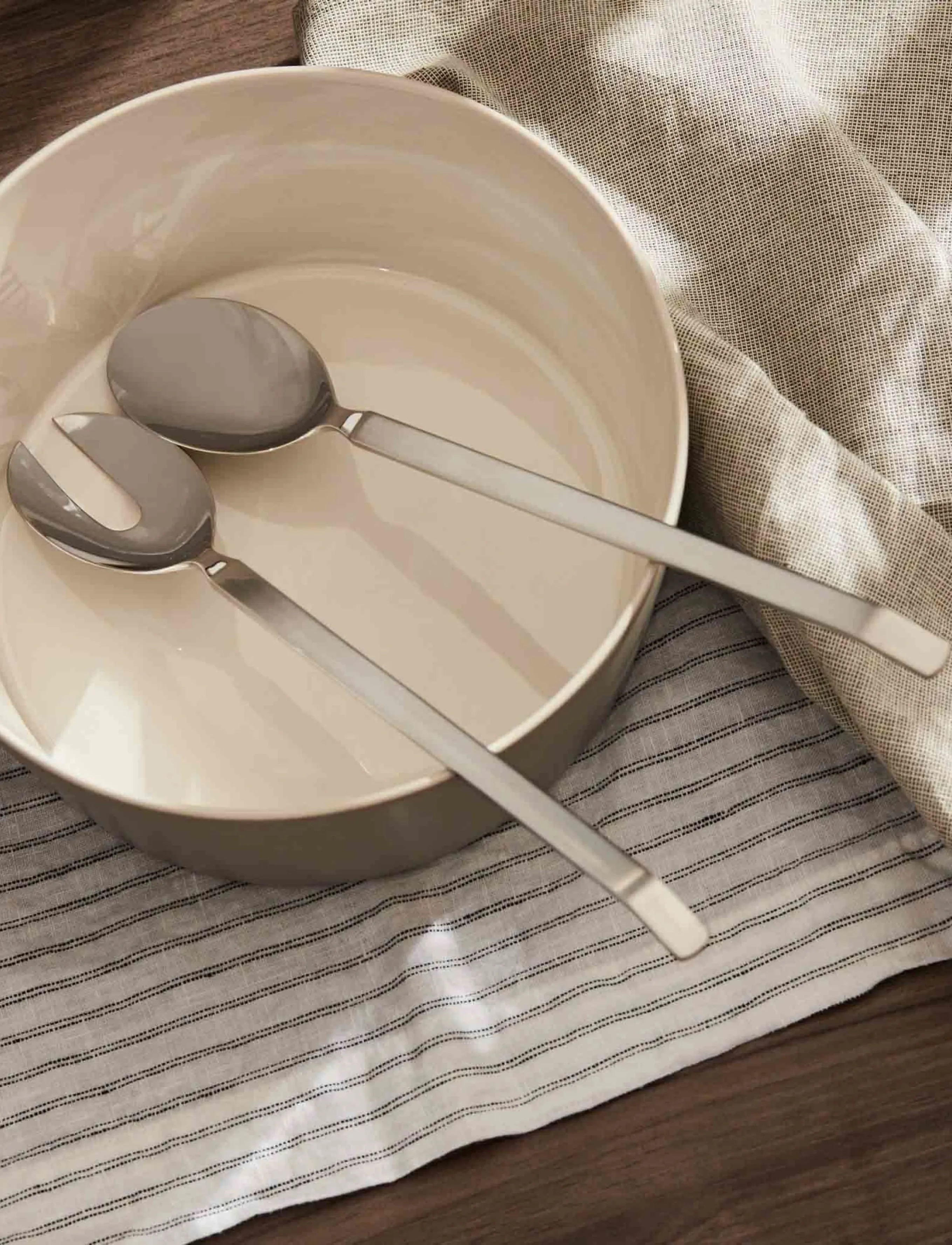 Alessi Salad Set I 18/10 Stainless Steel, Mirror-Polished Med Matte Handtag, H30 cm, Cutlery, Silber - Servers, Homeware