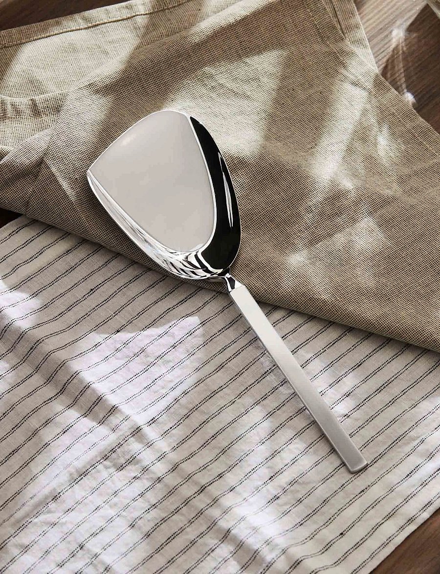 Alessi - Risotto spoon i 18/10 stainless steel mirror-polished med matte handtag - servierlöffel - steel - 0
