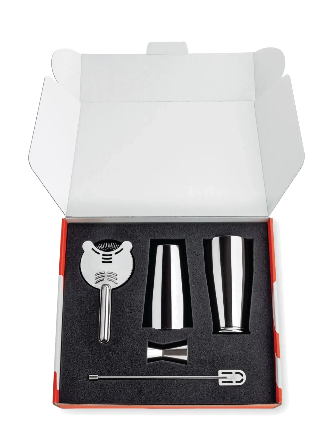 Alessi - Set of shaker, bar strainer, stirrer and cocktail measure in 18/10 stainless steel - steel - 2